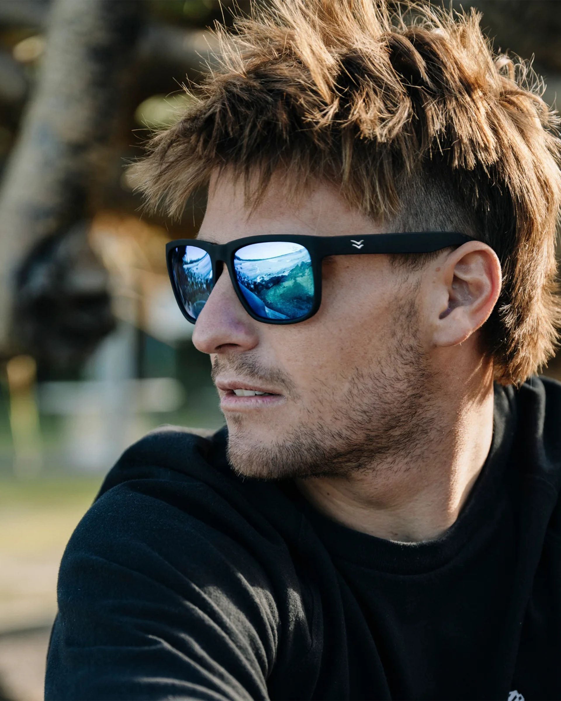I-SEA Men's Wyatt Sunglasses - Black/Ice Blue Polarized Lens