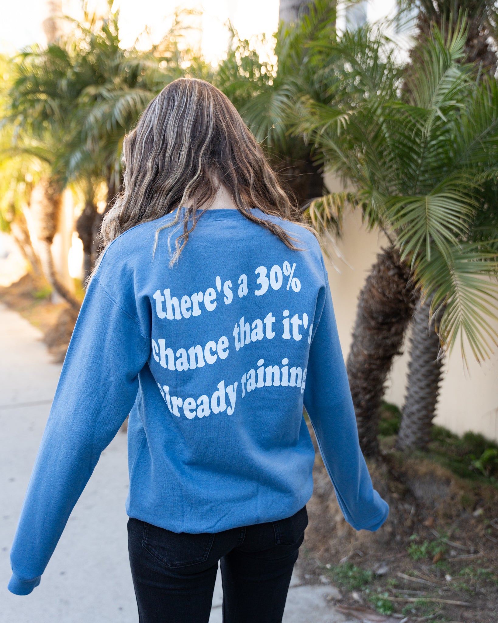 Jack's Surfboards Mean Girls"It's Raining" Crewneck- Dark Blue