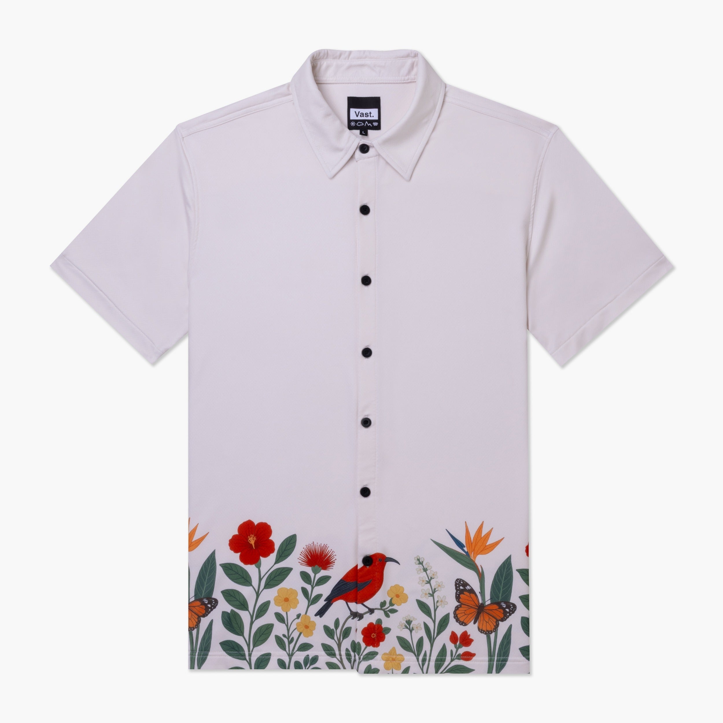 Aqua Terra Floral Fauna and Forest Tech Button Up Shirt