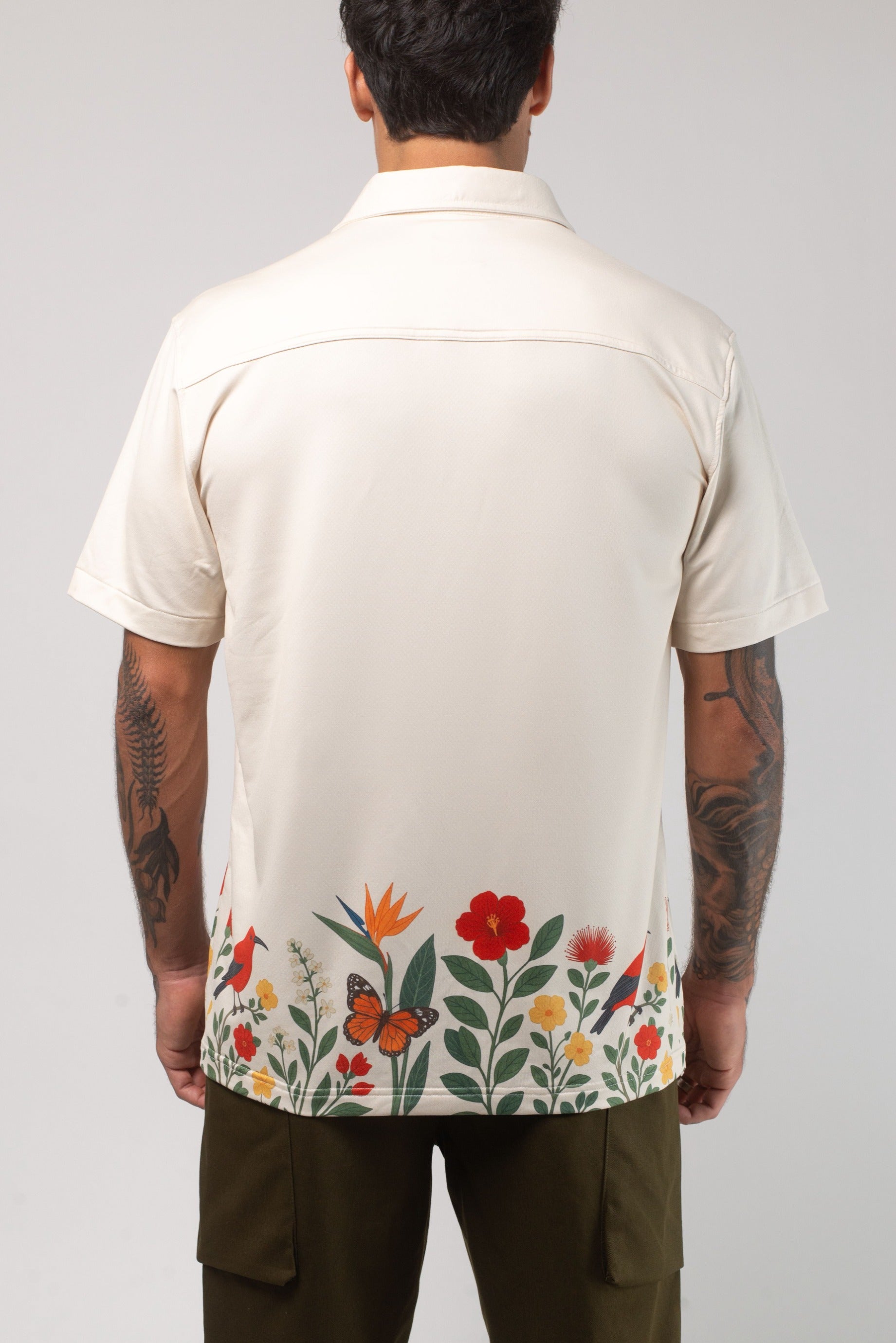 Aqua Terra Floral Fauna and Forest Tech Button Up Shirt