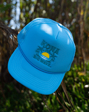 Kona x Jack's Surfboards Liquid Aloha Trucker Hat- Light Blue