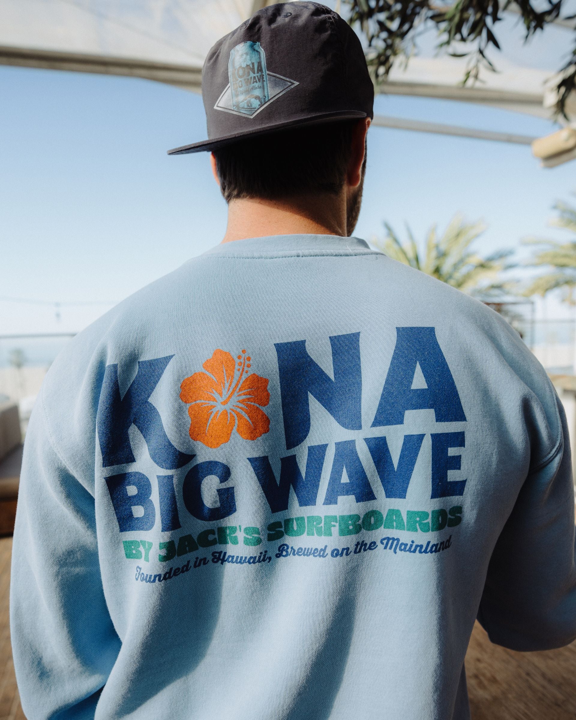 Kona Big Wave x Jack's Surfboards Men's "Draft" Crewneck Sweatshirt - Pgment Light Blue