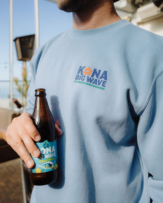 Kona Big Wave x Jack's Surfboards Men's "Draft" Crewneck Sweatshirt - Pgment Light Blue