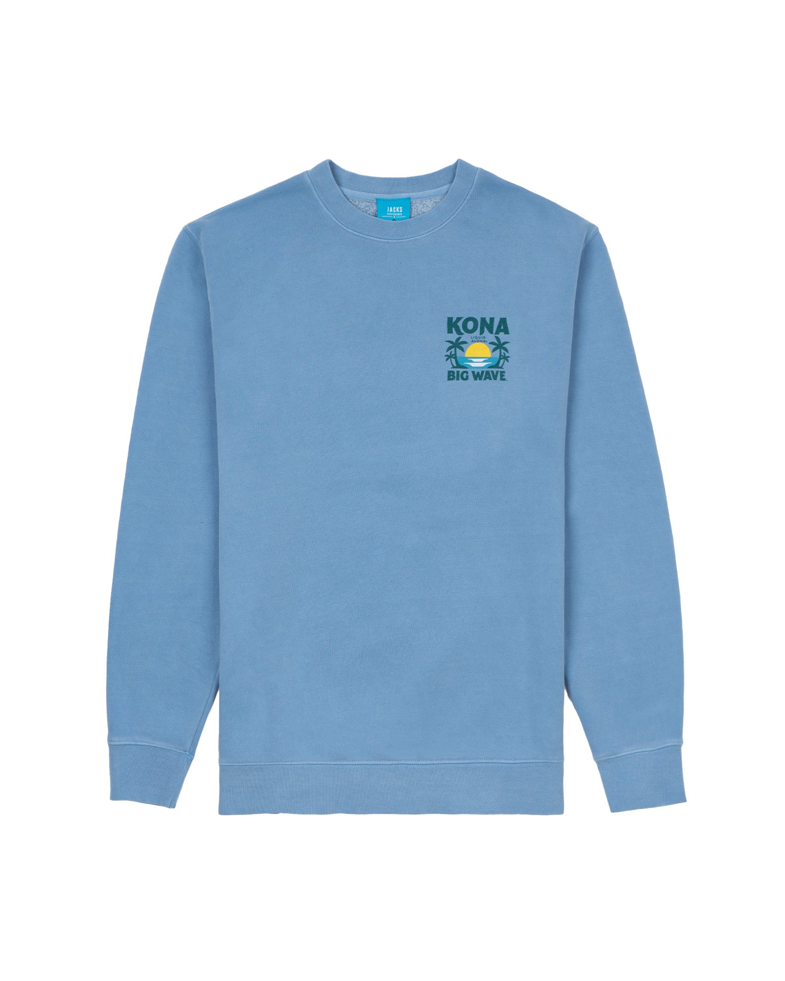 Kona Brewing x Jack's "Liquid Aloha" Pigment Crewneck Sweatshirt- Light Blue 