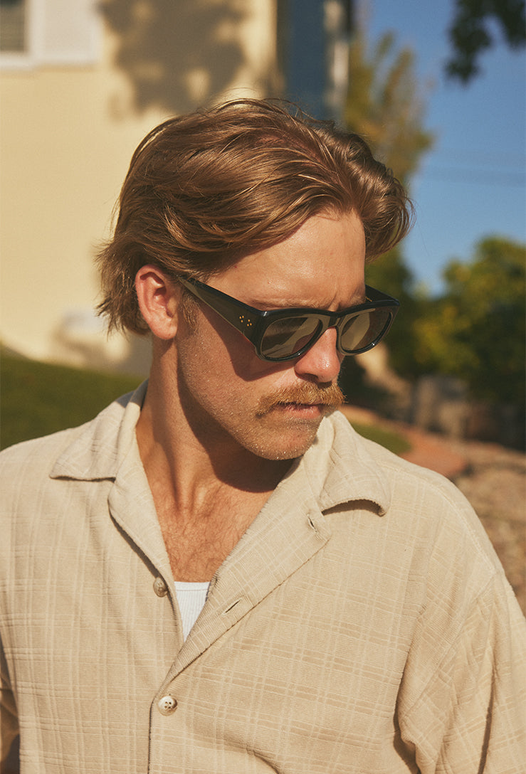 Raen Lonso Sunglasses - Recycled Black / Green Polarized