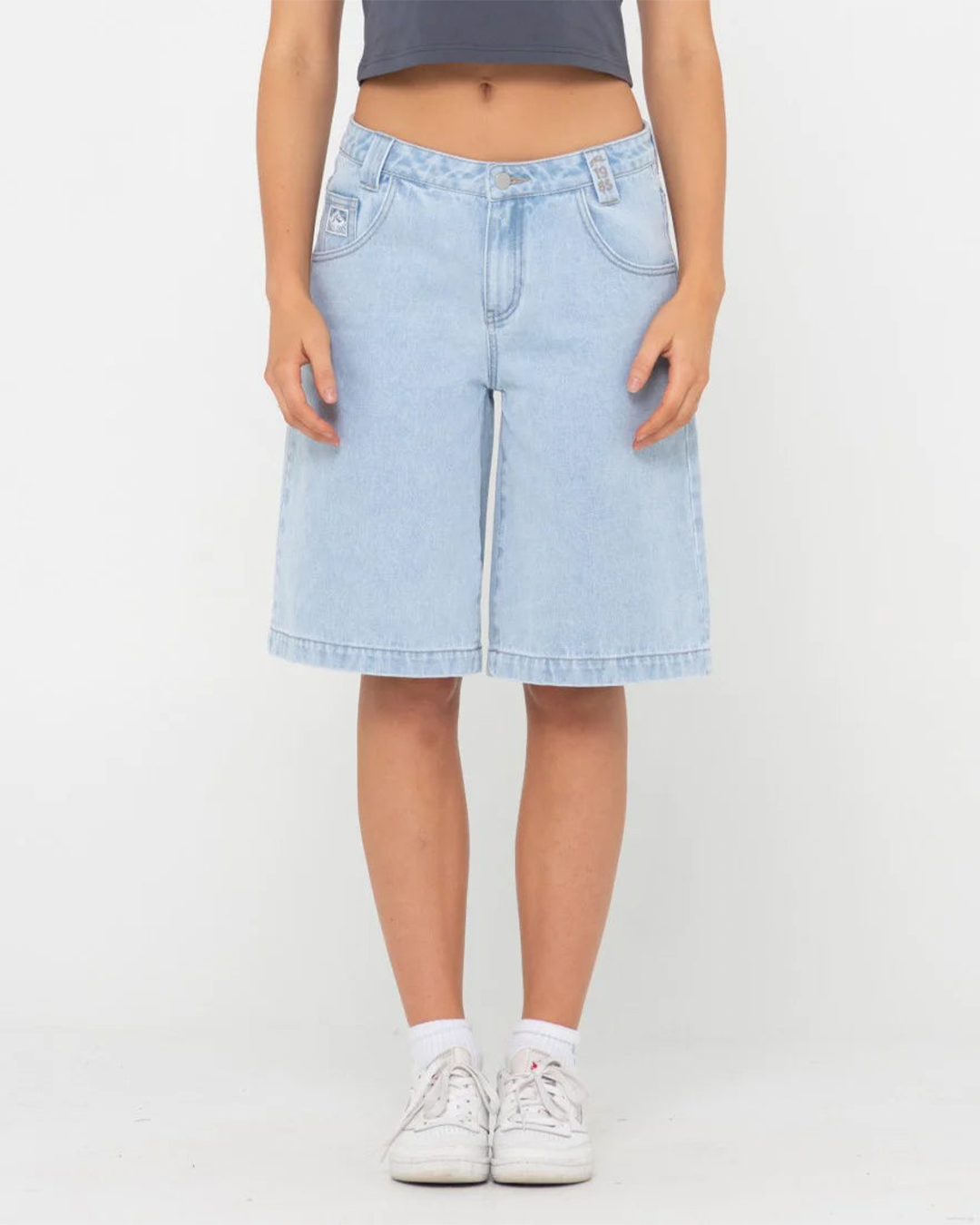 Rusty Women's Low Rise Wide Leg Denim Jort