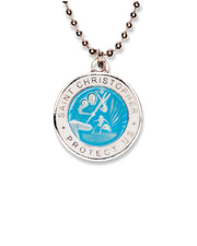 St. Christopher Necklace - Baby Blue/ White