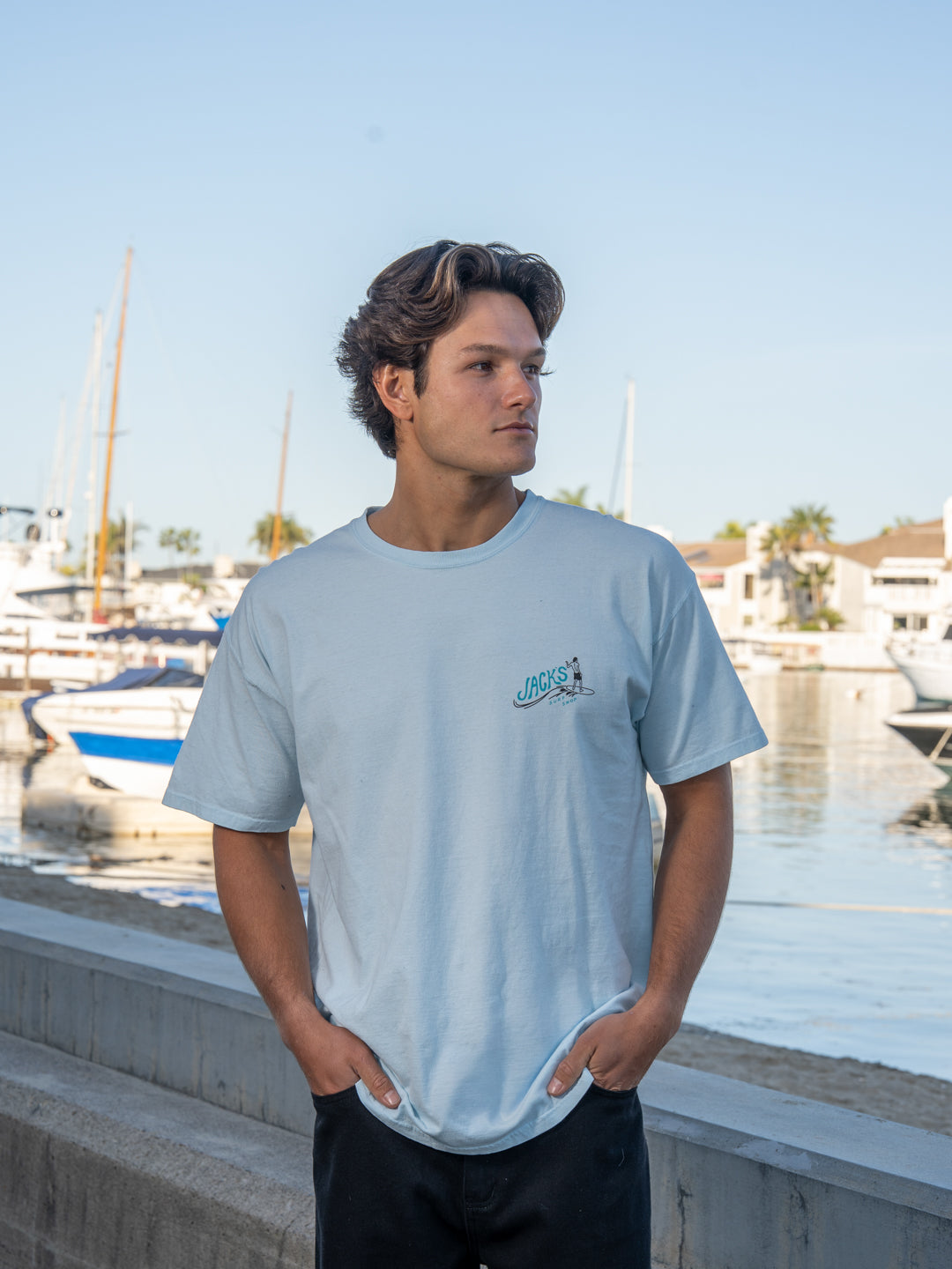 Jack's Surfboards Men's Bobber Seasonal Short Sleeve T-Shirt - Light Blue