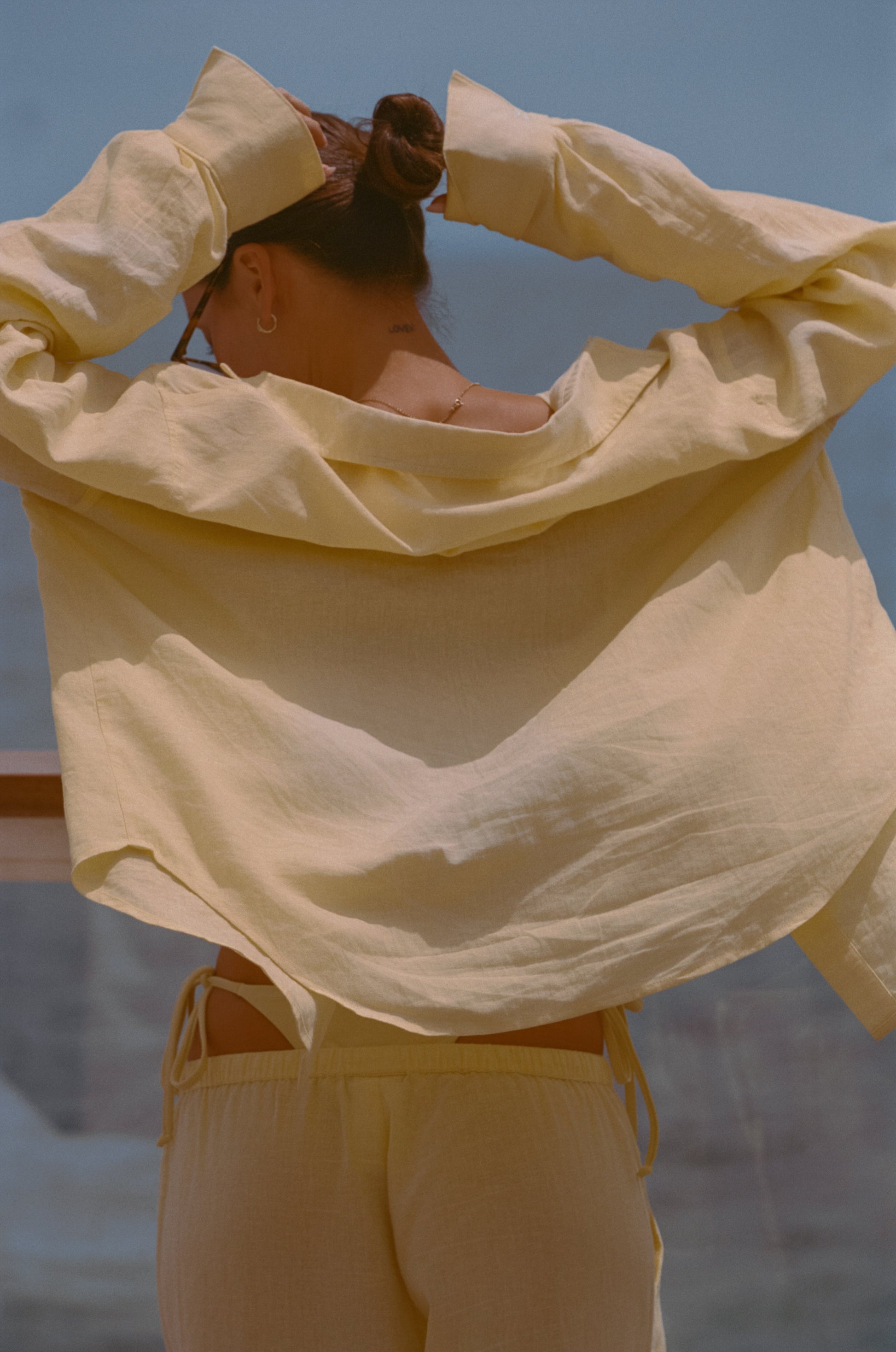 Danielle Brown x JS Swim Women's Linen Long Sleeve Top - Lemon