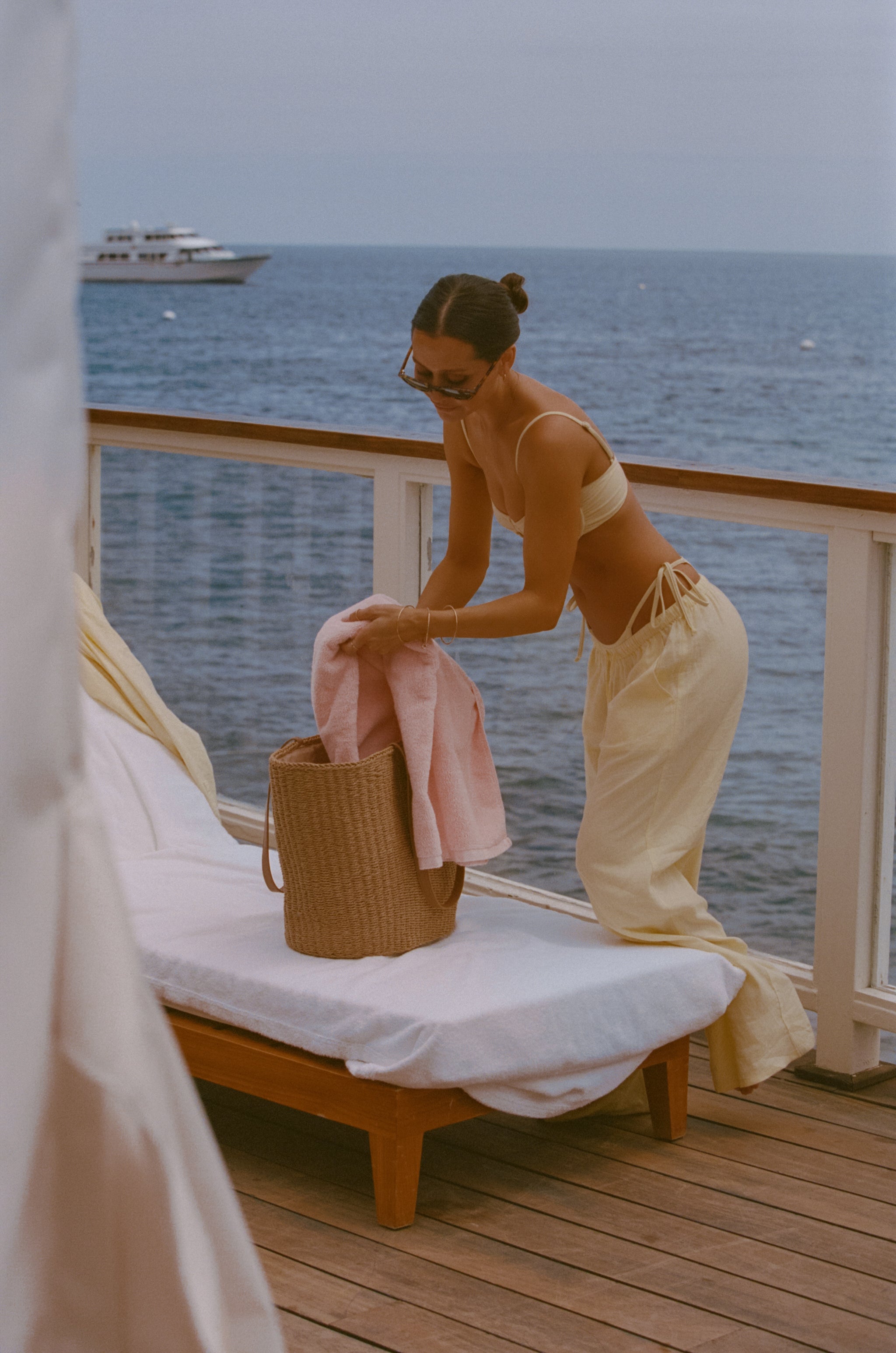 Danielle Brown Linen Top - Lemon