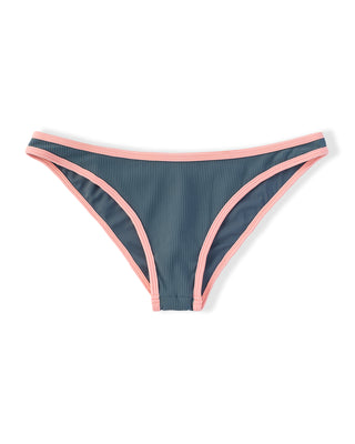 Lola Ribbed Swim Bottom - Slate/Soft Coral