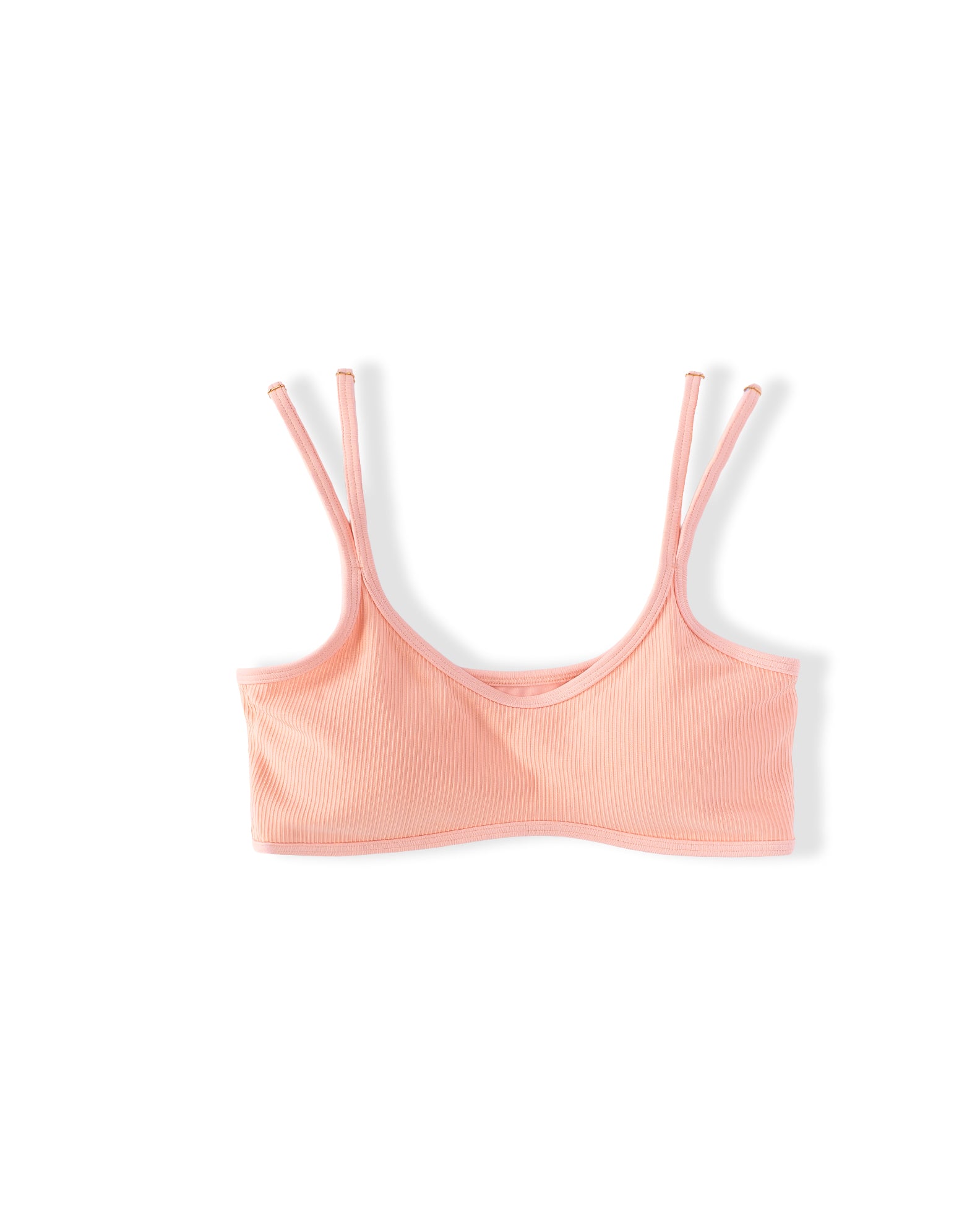 Lola Ribbed Swim Top - Soft Coral