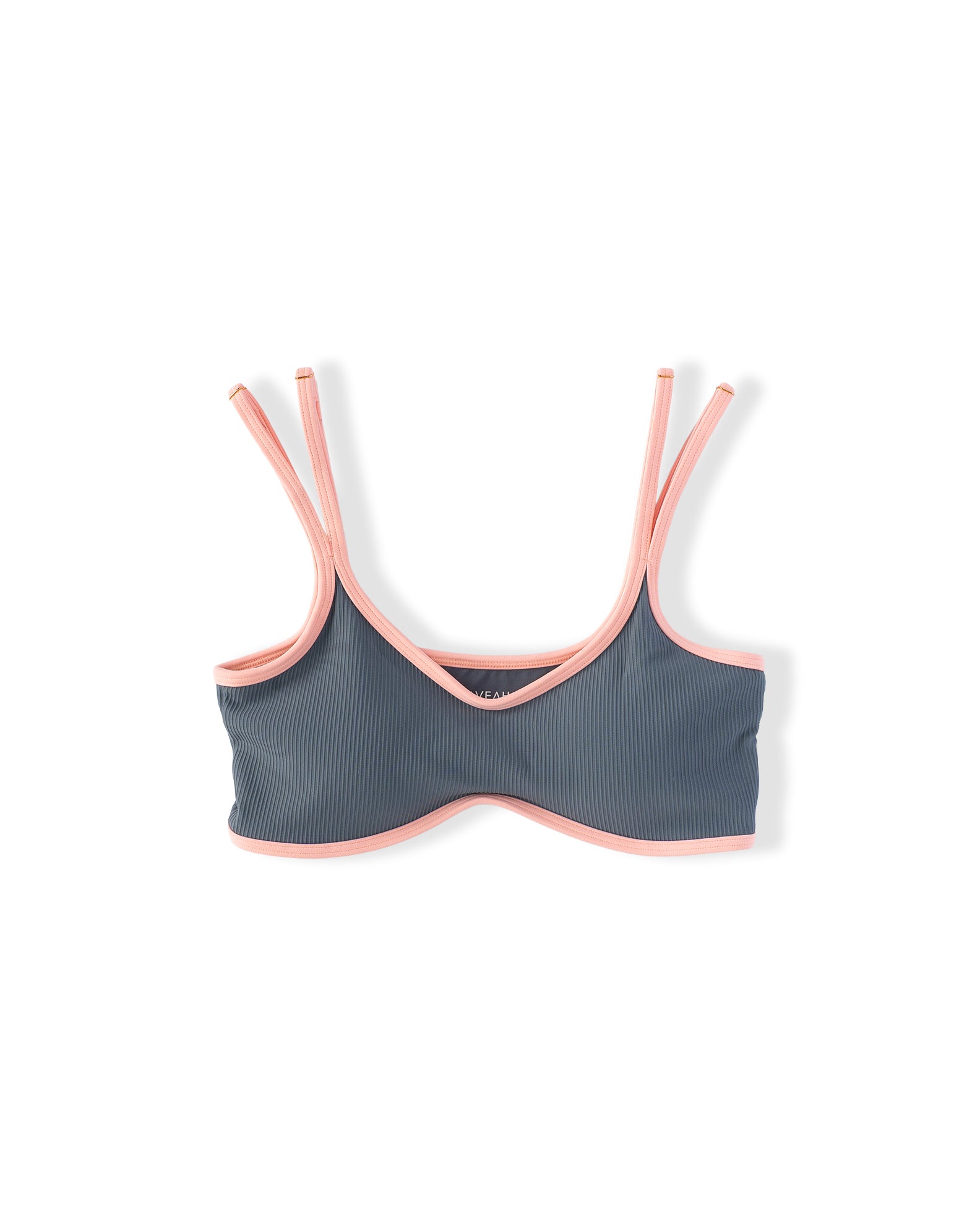 Lola Ribbed Swim Top - Slate/Soft Coral