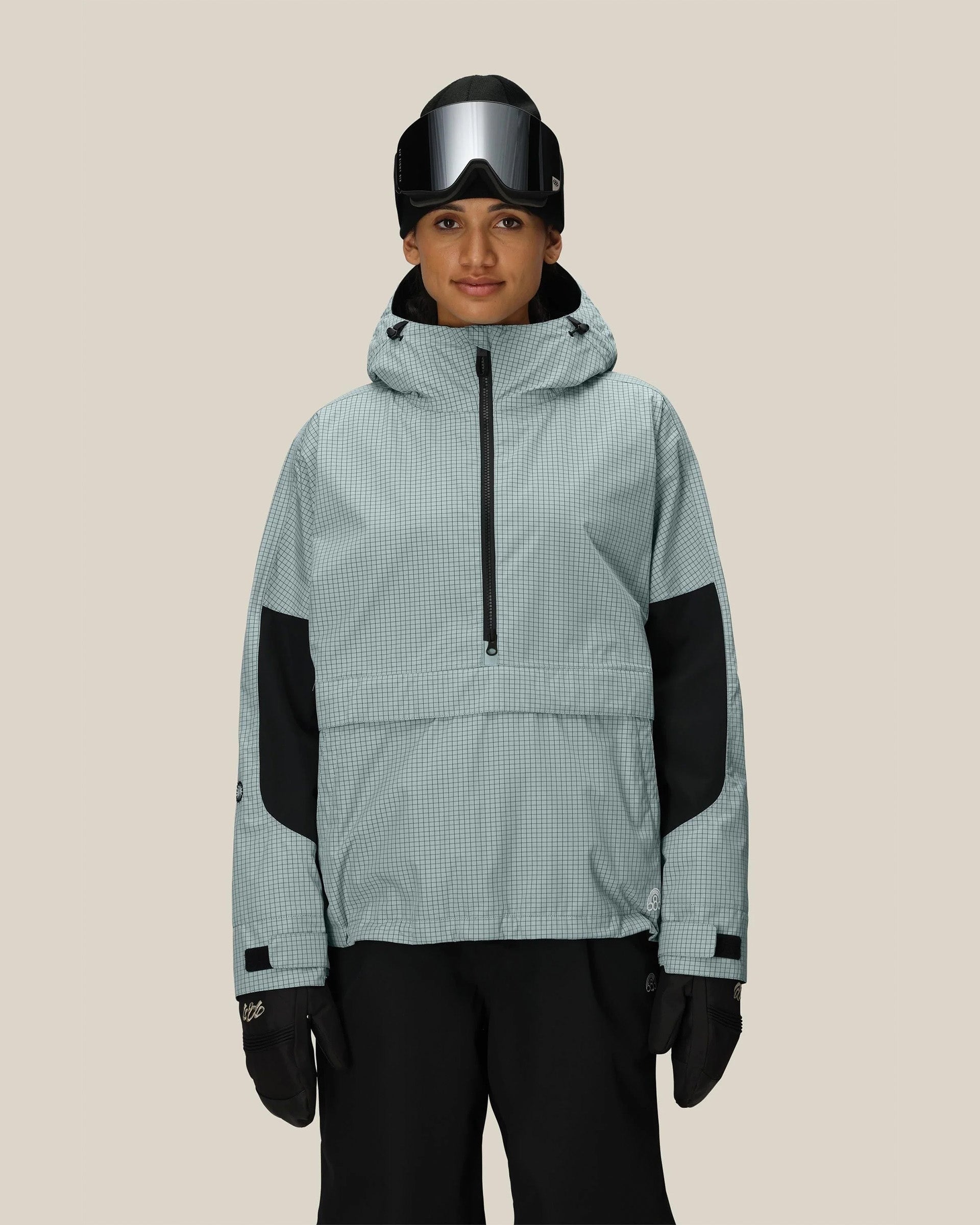 Women's Outline Shell Anorak - Dusty Marine Grid – Jack's Surfboards