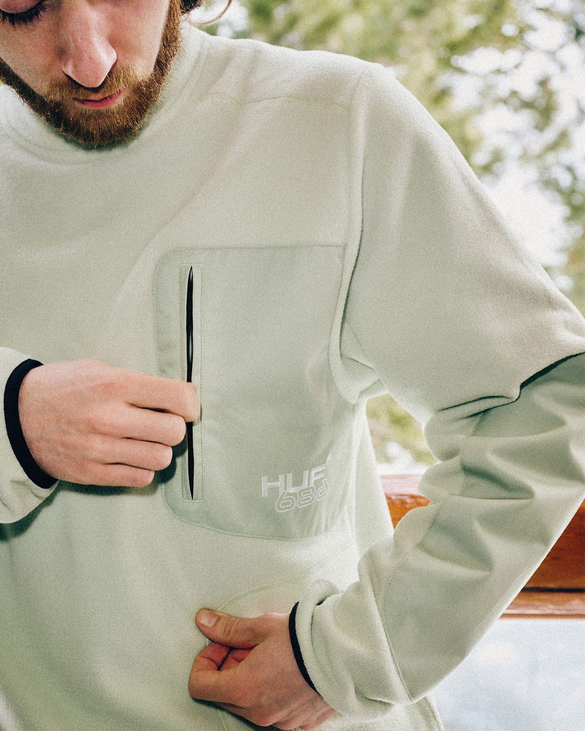 HUF Fleece Crewneck - Green Colorblock