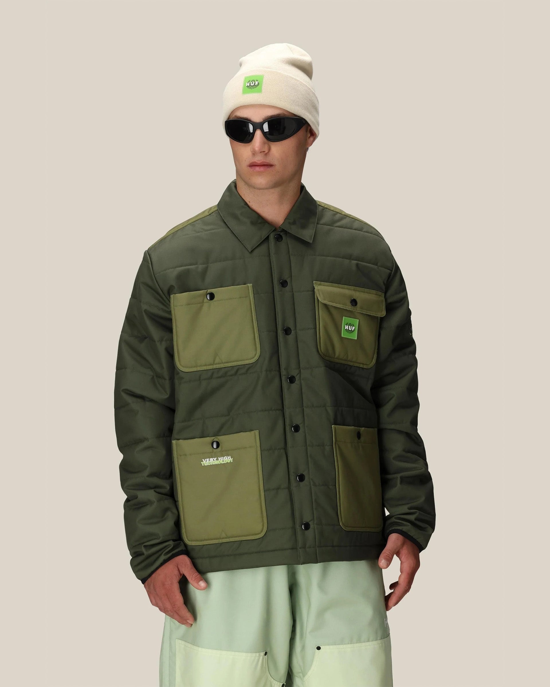 HUF Puffer Insulated Jacket - Dark Green Colorblock – Jack's