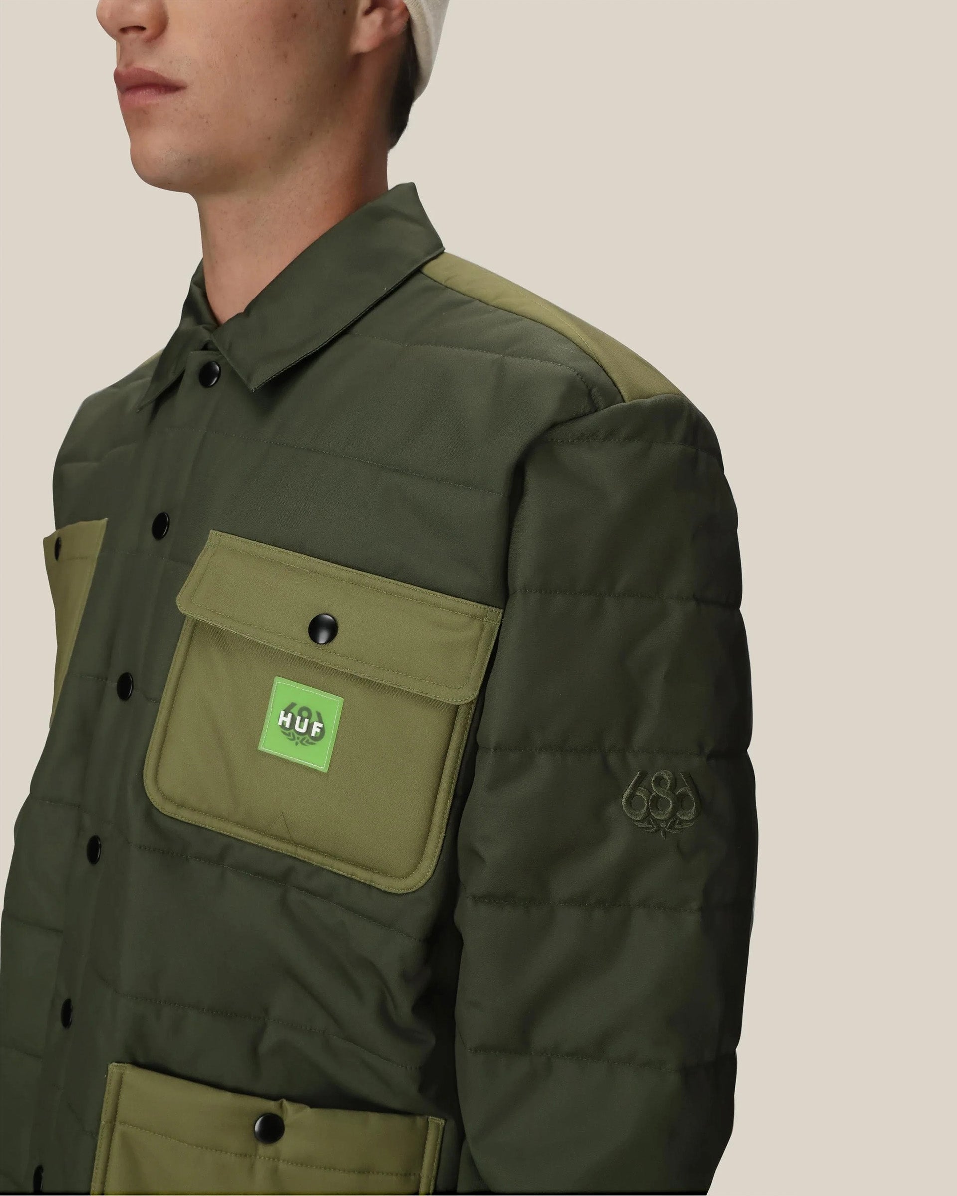 HUF Puffer Insulated Jacket - Dark Green Colorblock – Jack's