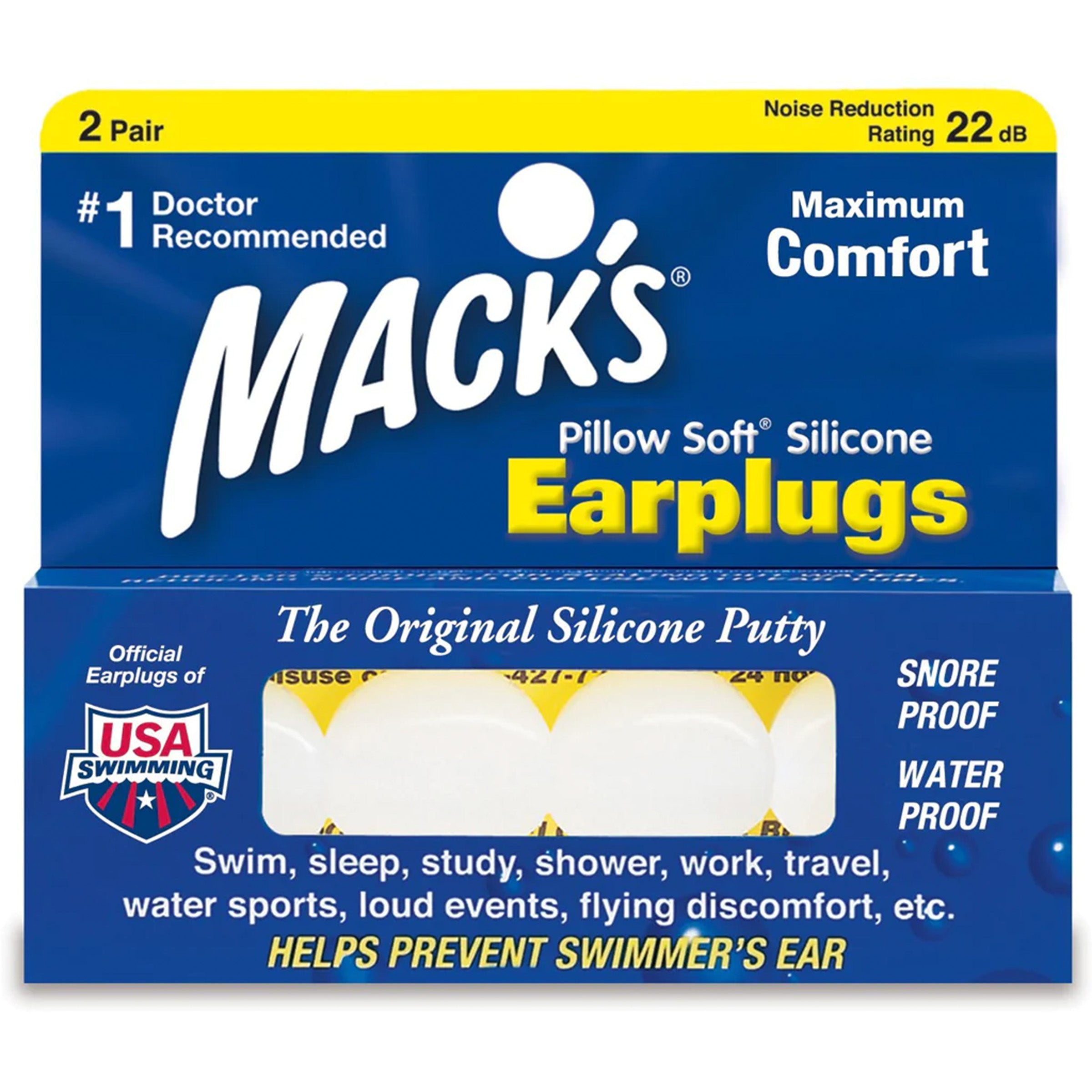 Macks Silicon Ear Plugs Pillow Soft® Silicone Putty Ear Plugs