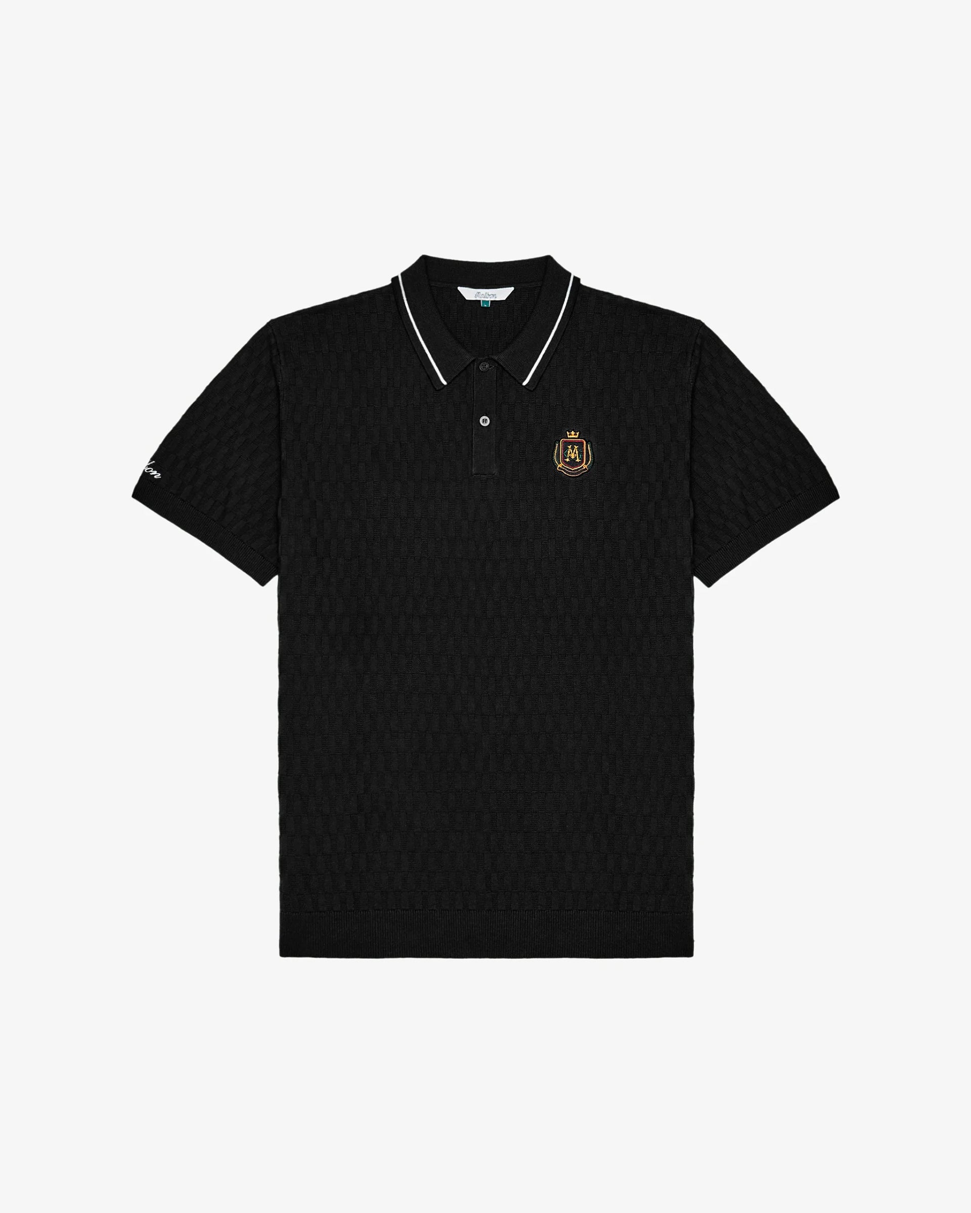 Malbon Crest Knit Polo - Black
