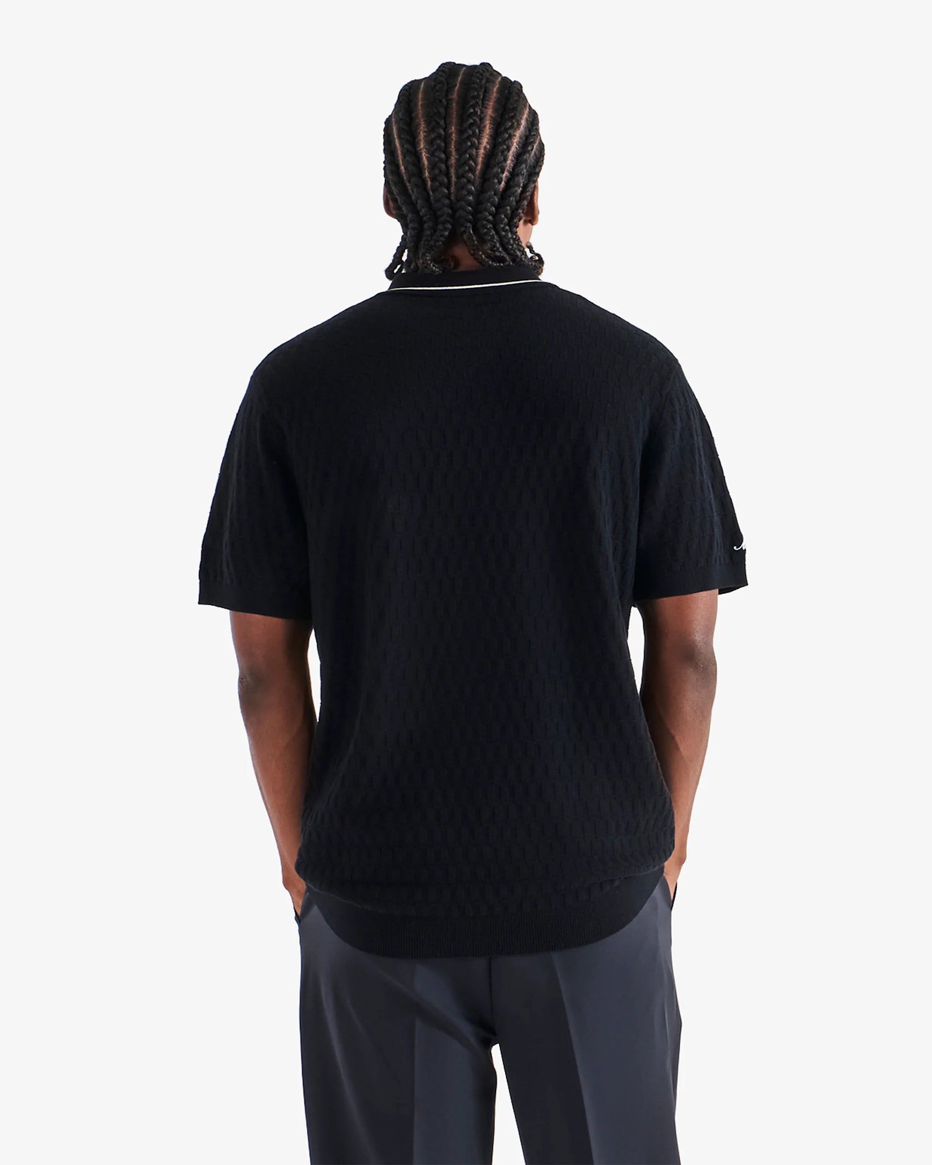 Malbon Crest Knit Polo - Black
