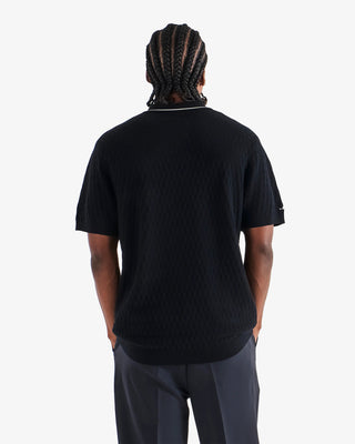 Malbon Crest Knit Polo - Black