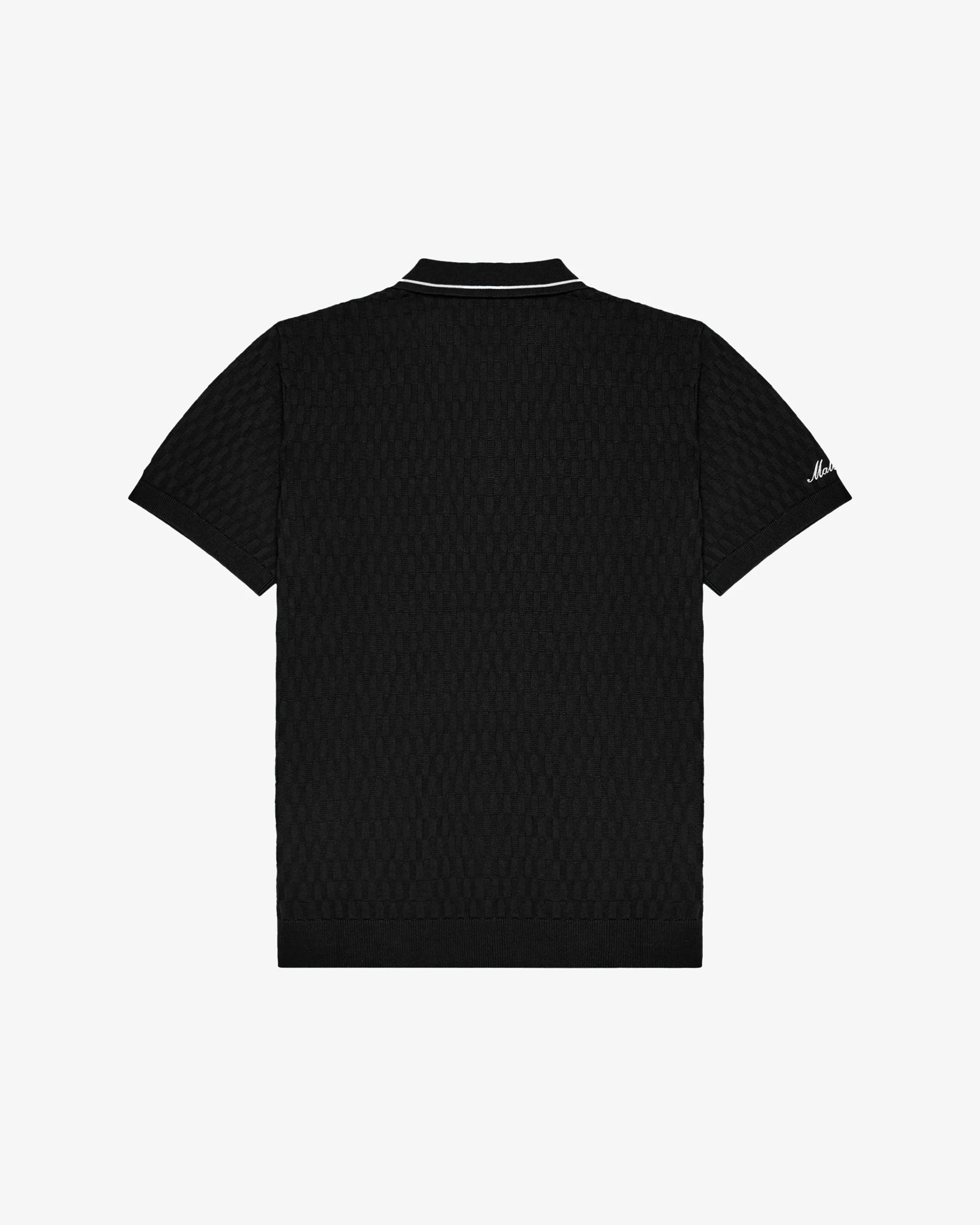 Malbon Crest Knit Polo - Black