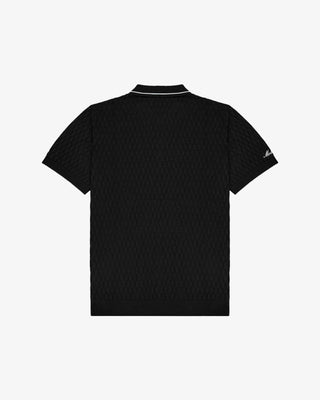 Malbon Crest Knit Polo - Black