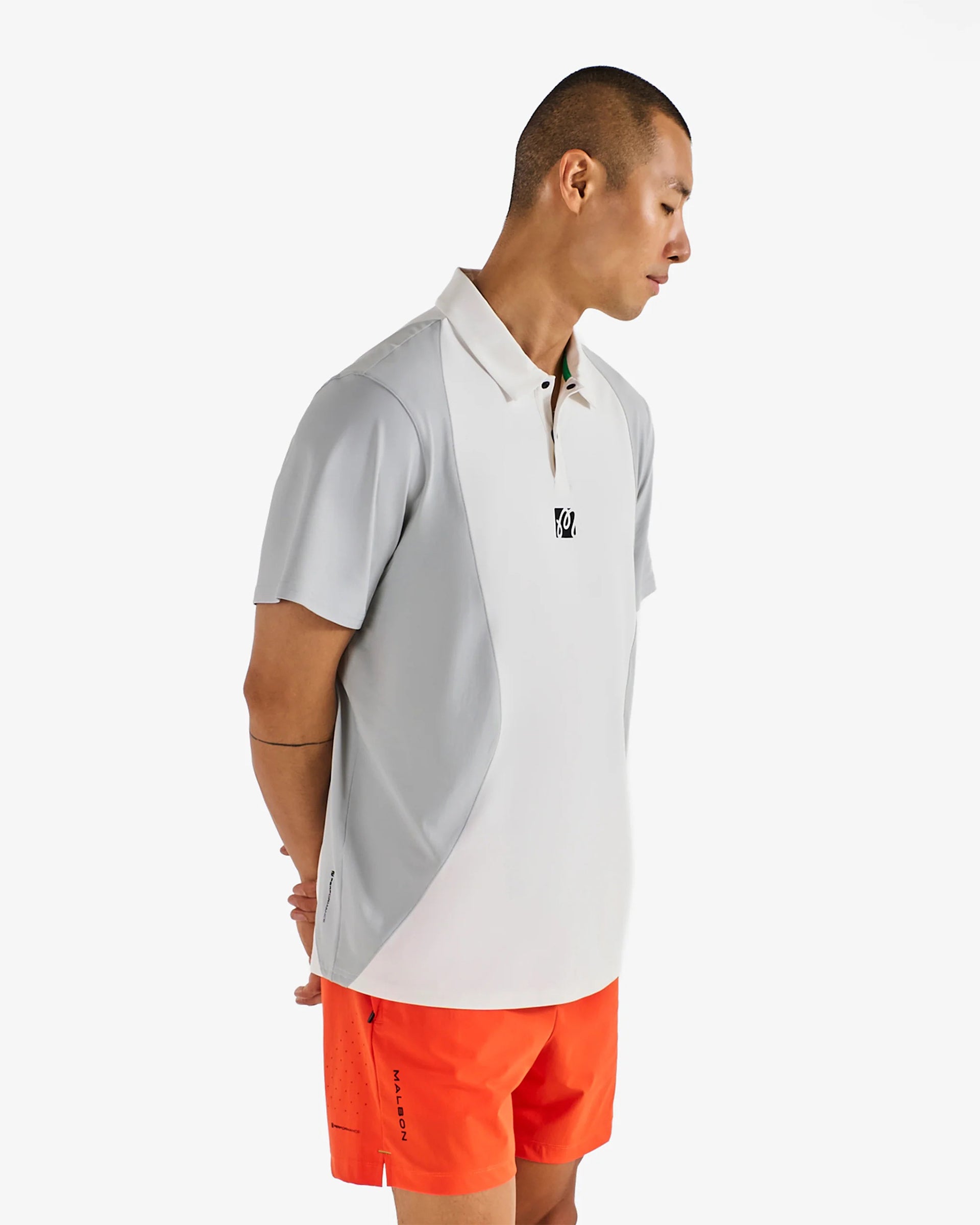 Malbon Performance Pique Polo - White/Silver