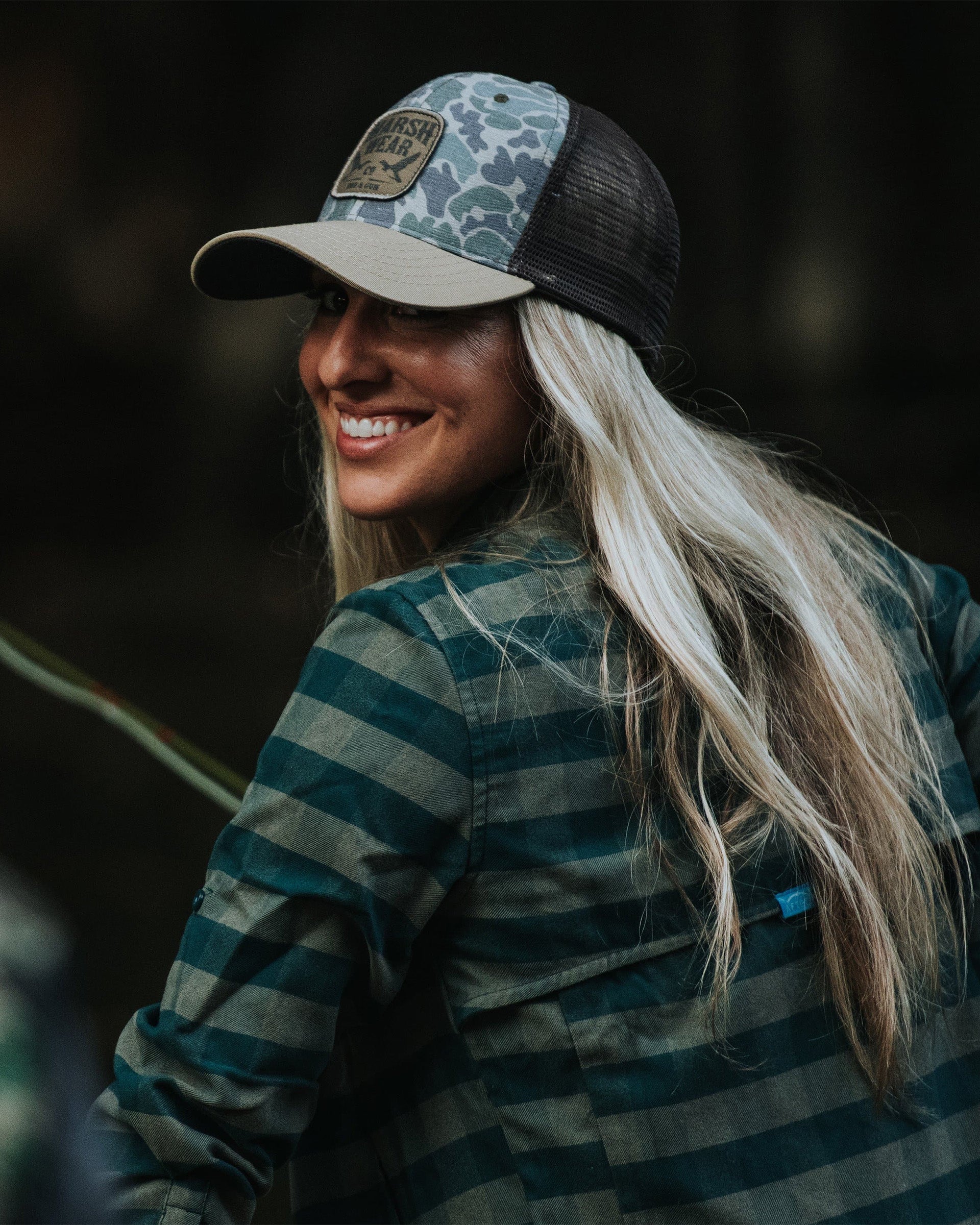 Marsh Wear Daffy Trucker Hat - Green Camo