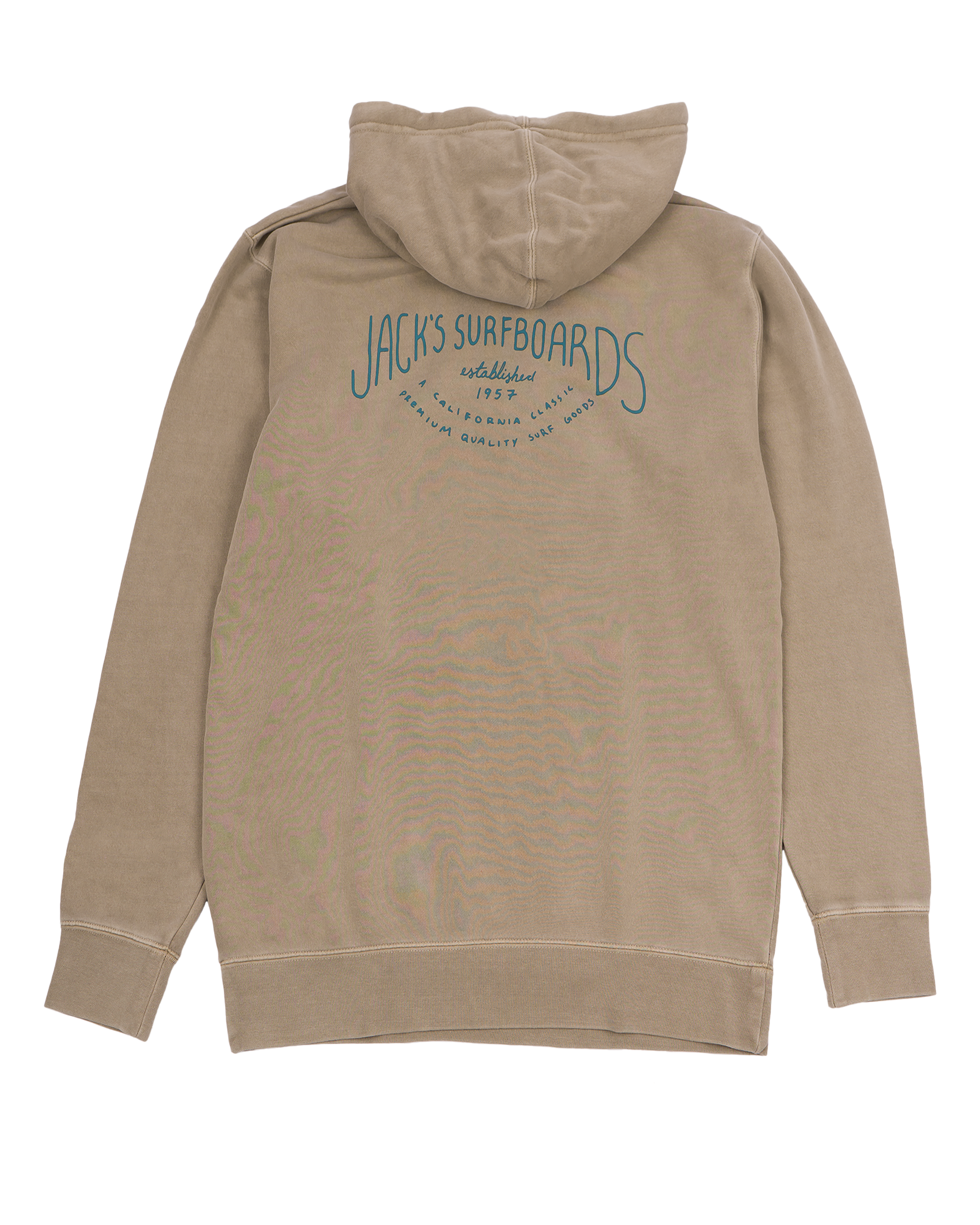 Men&#39;s Jack&#39;s Surfboards Crescent Pigment Dyed Pullover Hoodie - Cement