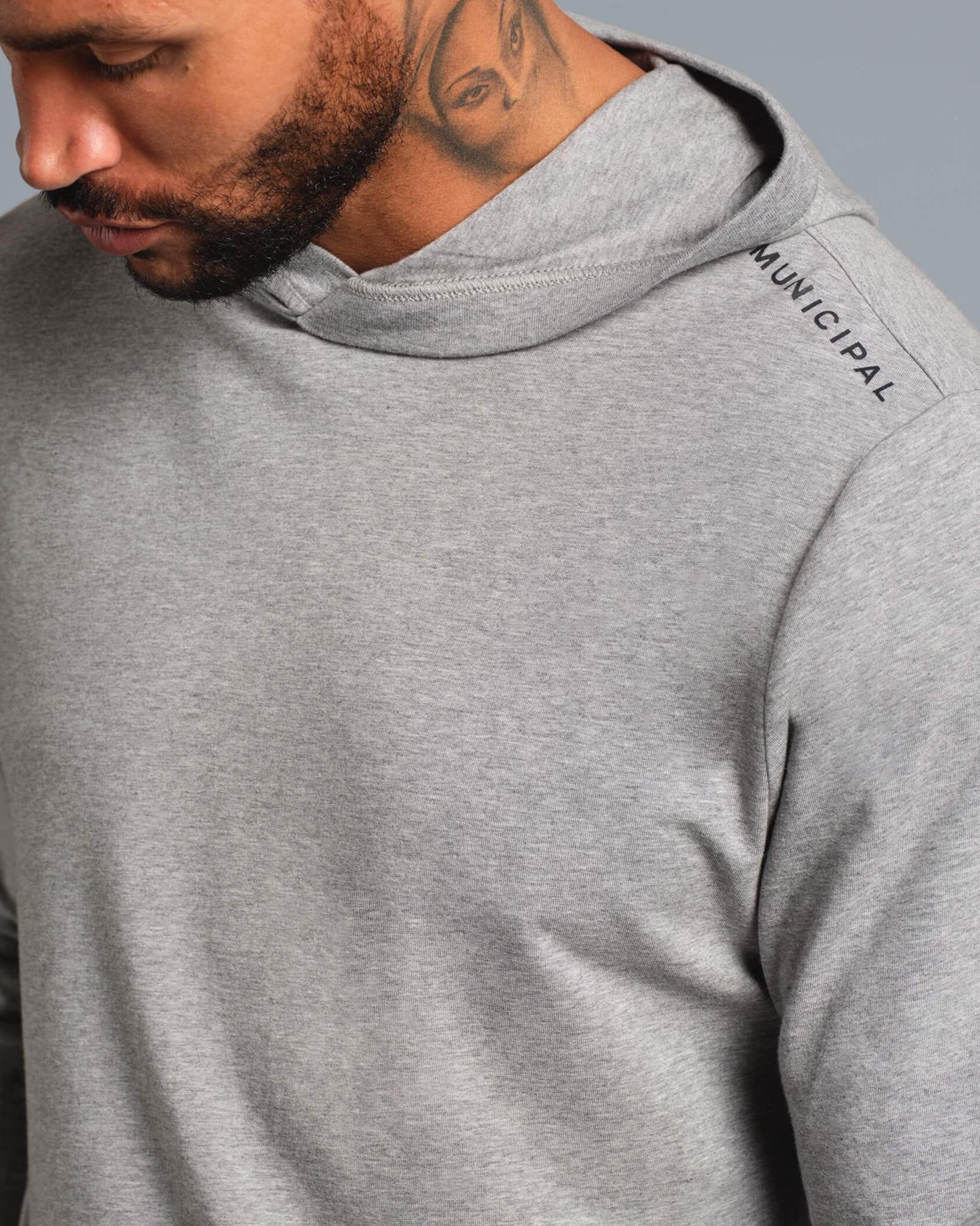 Municipal Enduro Stretch Long Sleeve Hooded T-Shirt - Athletic Gray