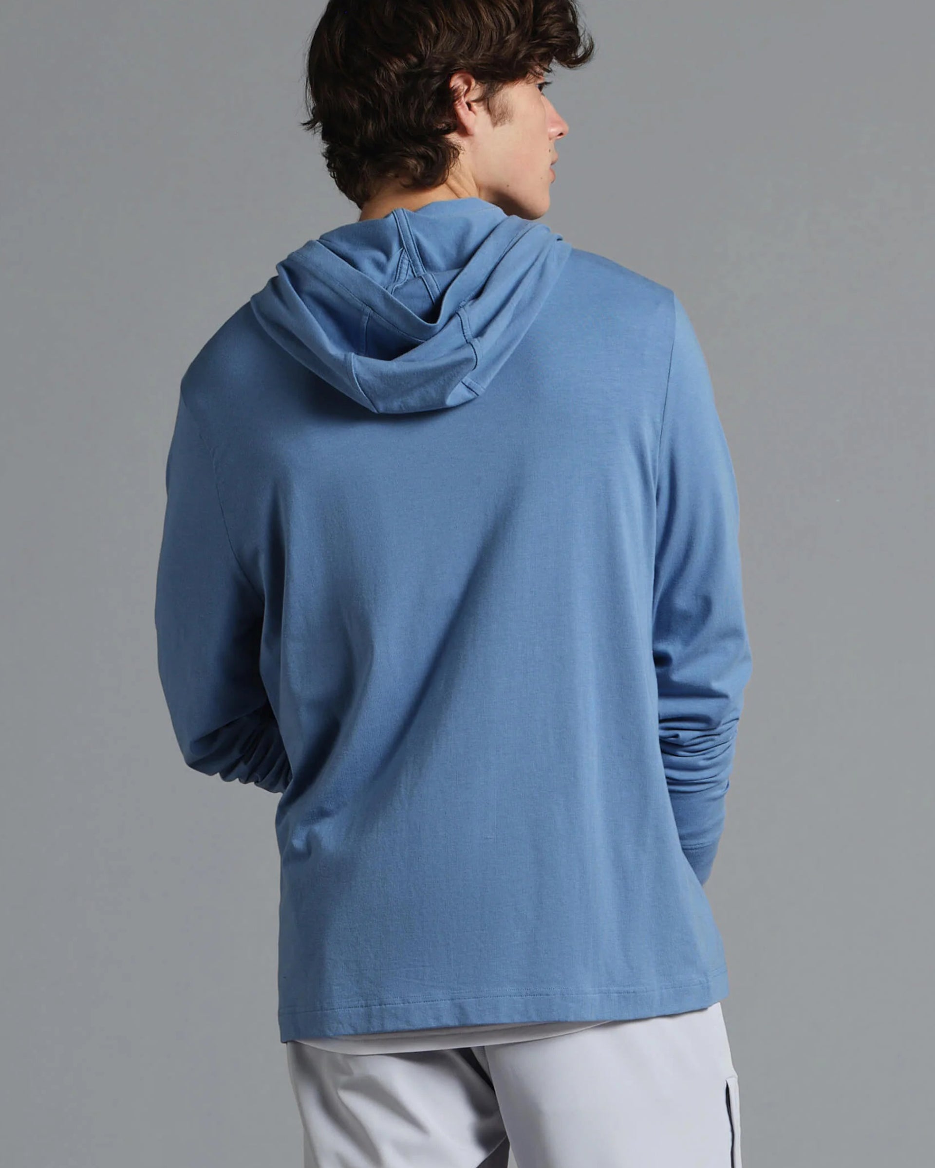 Municipal Enduro Stretch Long Sleeve Hooded T-Shirt - Denim