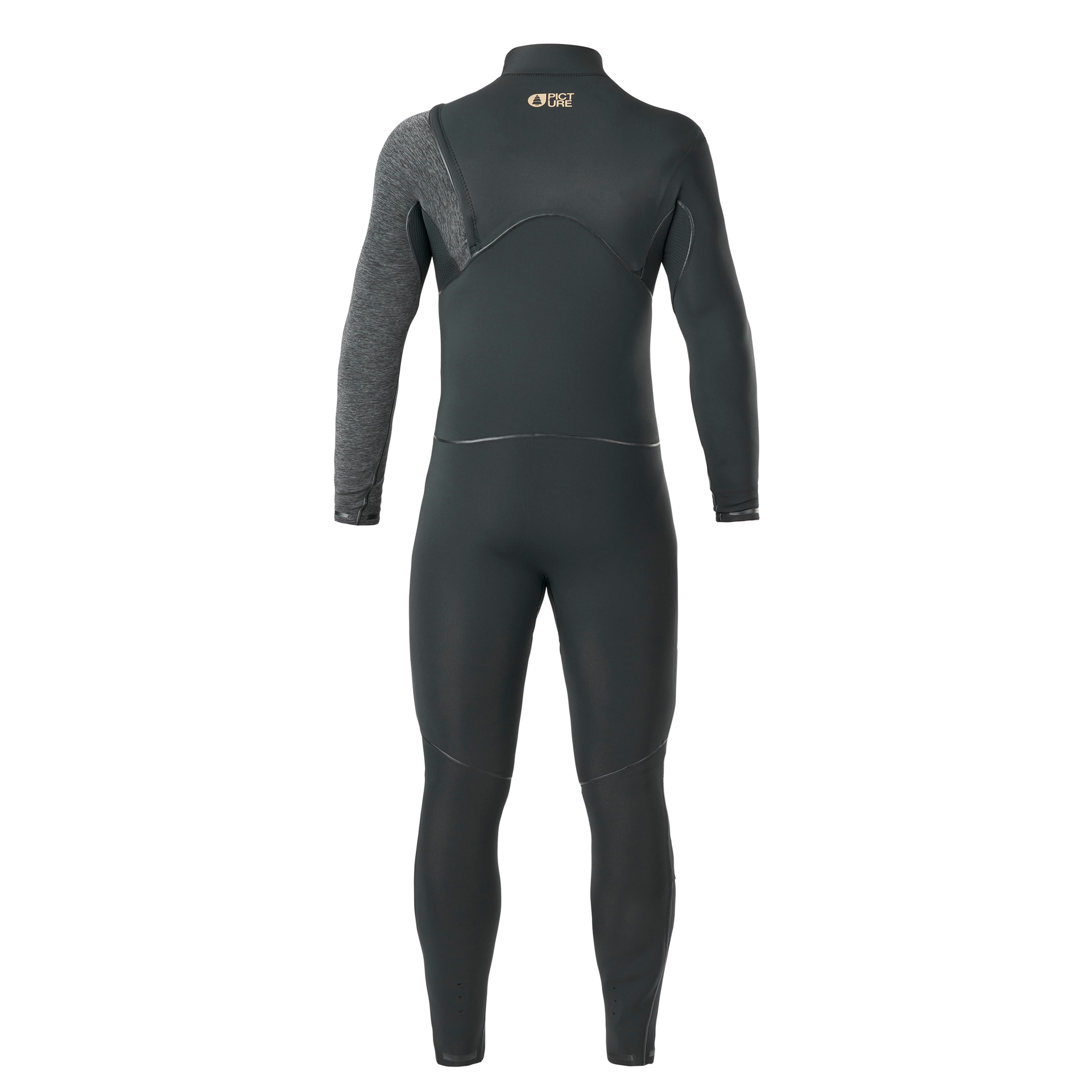 Picture 3/2mm Dome Front Chest Zip Fullsuit Wetsuit - BLACK