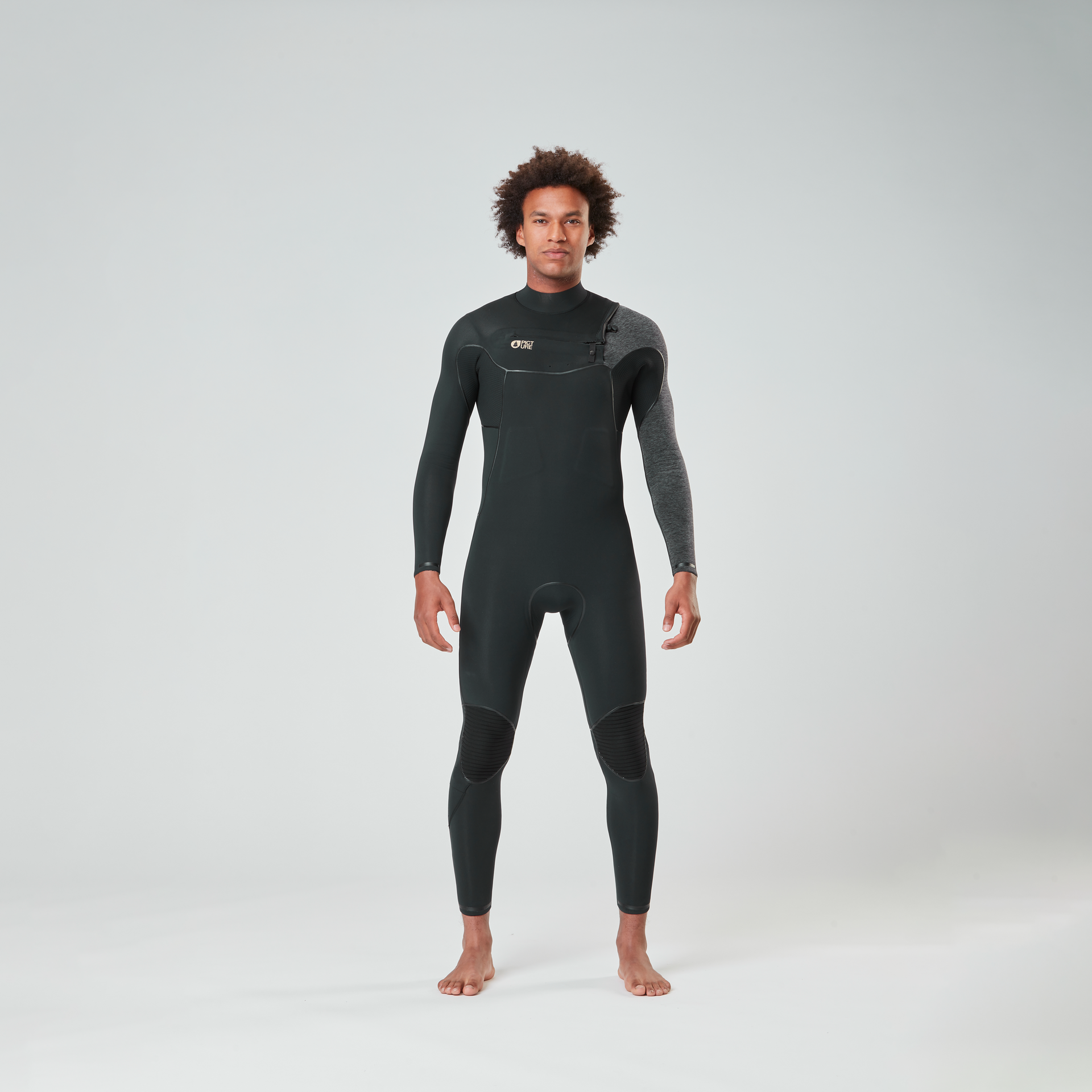Picture 3/2mm Dome Front Chest Zip Fullsuit Wetsuit - BLACK