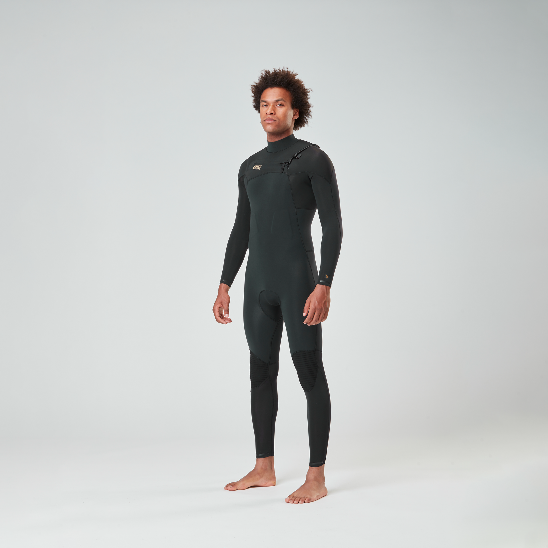 Picture 3/2mm Dome Front Chest Zip Fullsuit Wetsuit - BLACK