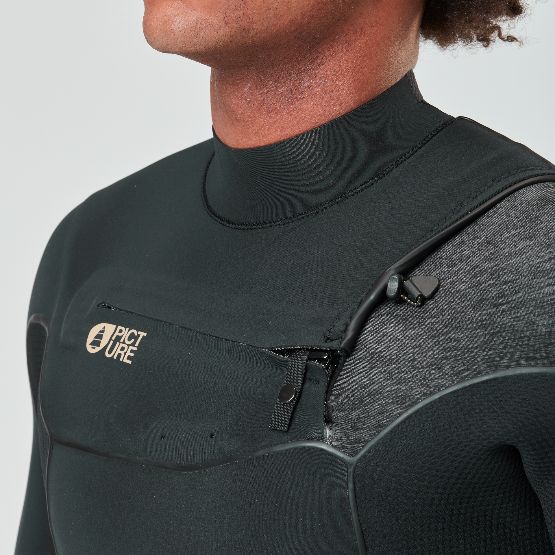 Picture 3/2mm Dome Front Chest Zip Fullsuit Wetsuit - BLACK