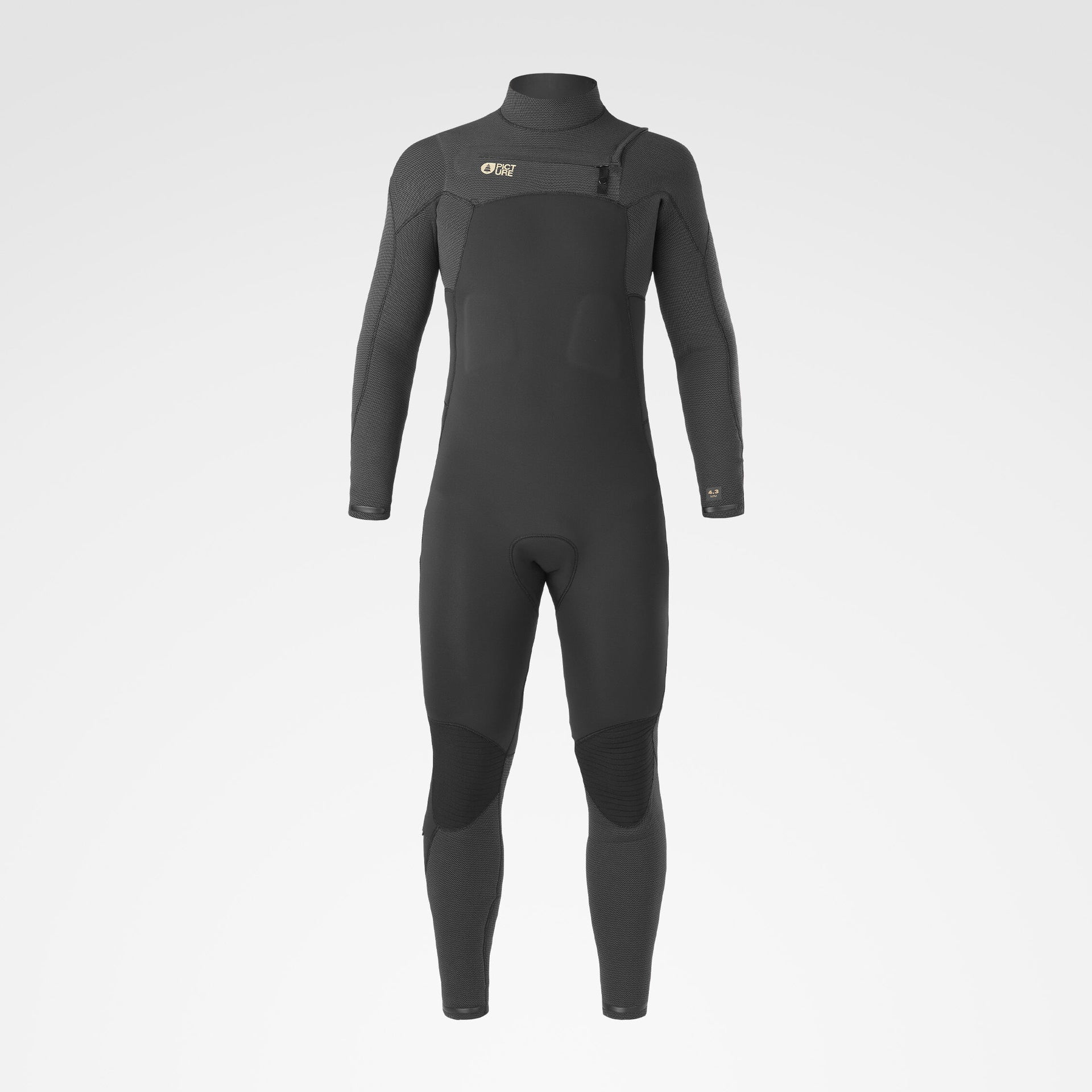 Picture Men's 4/3mm Equation Flex Skin Front Chest Zip Fullsuit Wetsuit - BLACK