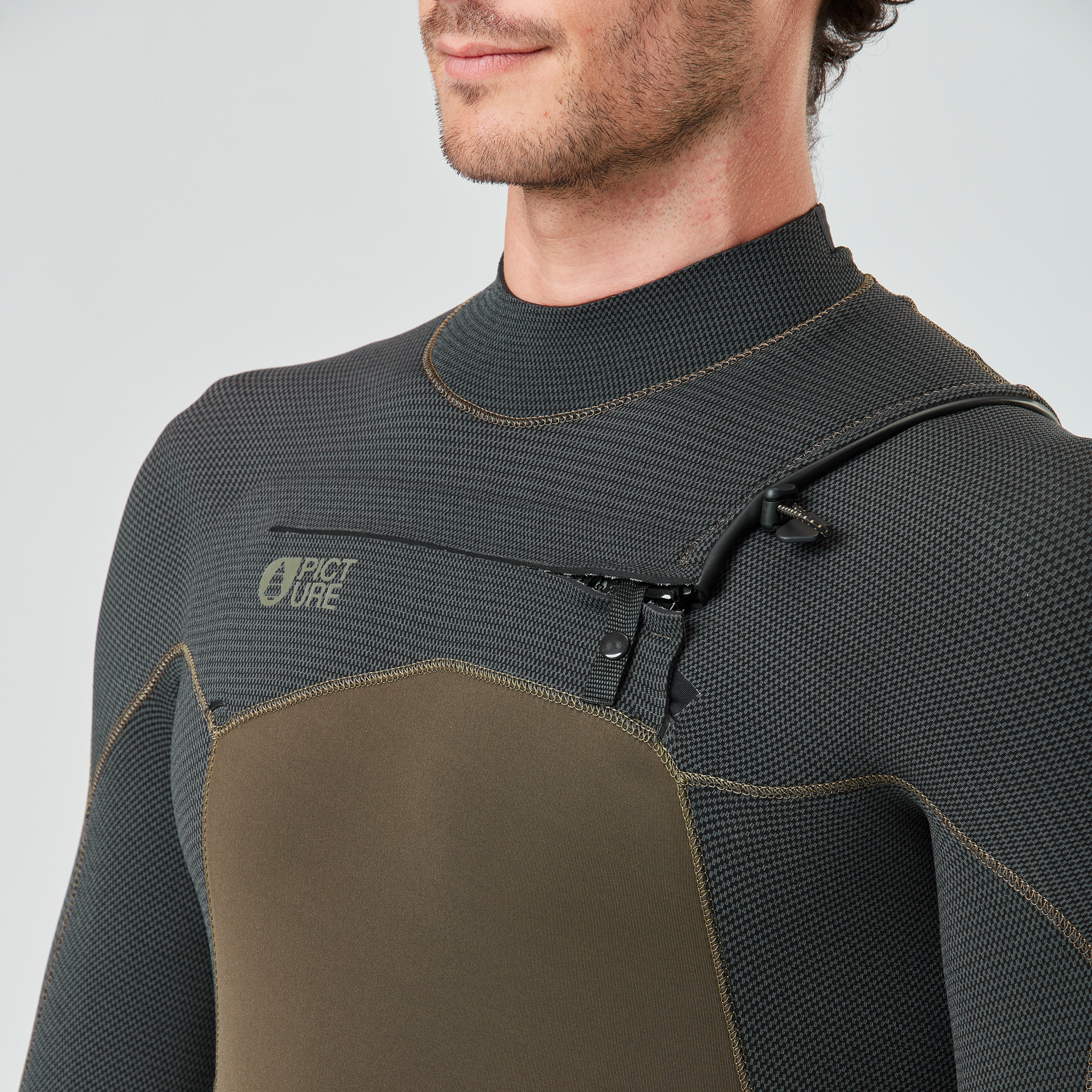 Picture Men's 4/3mm Equation Flex Skin Front Chest Zip Fullsuit Wetsuit - DARK ARMY GREEN