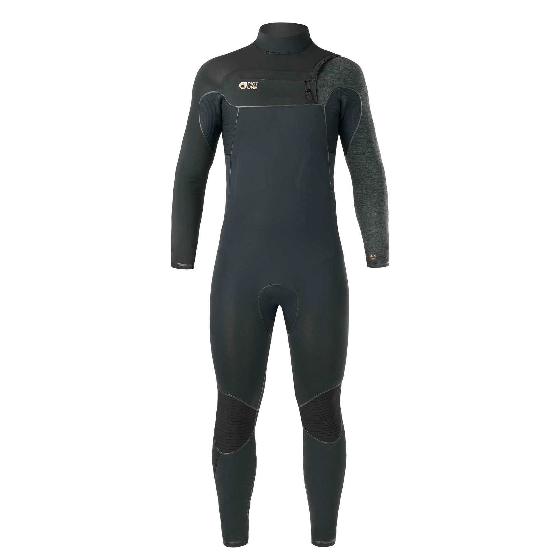 Picture 4/3mm Dome Front Chest Zip Fullsuit Wetsuit - BLACK