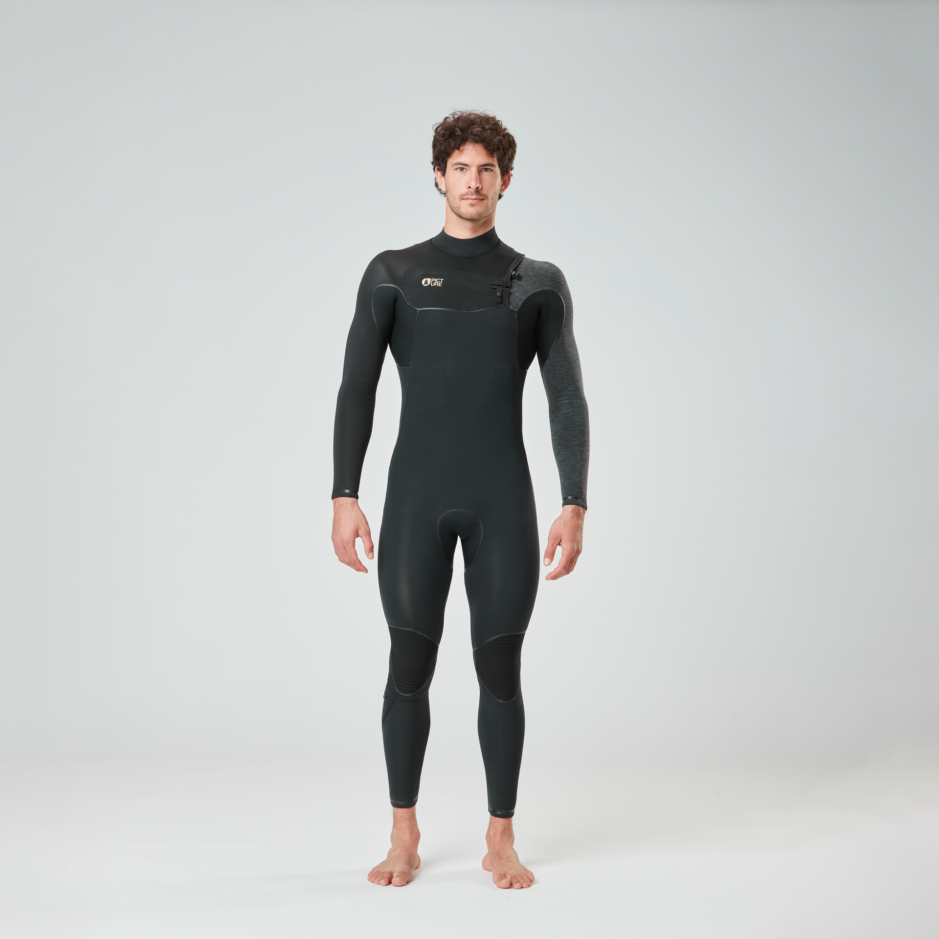 Picture 4/3mm Dome Front Chest Zip Fullsuit Wetsuit - BLACK