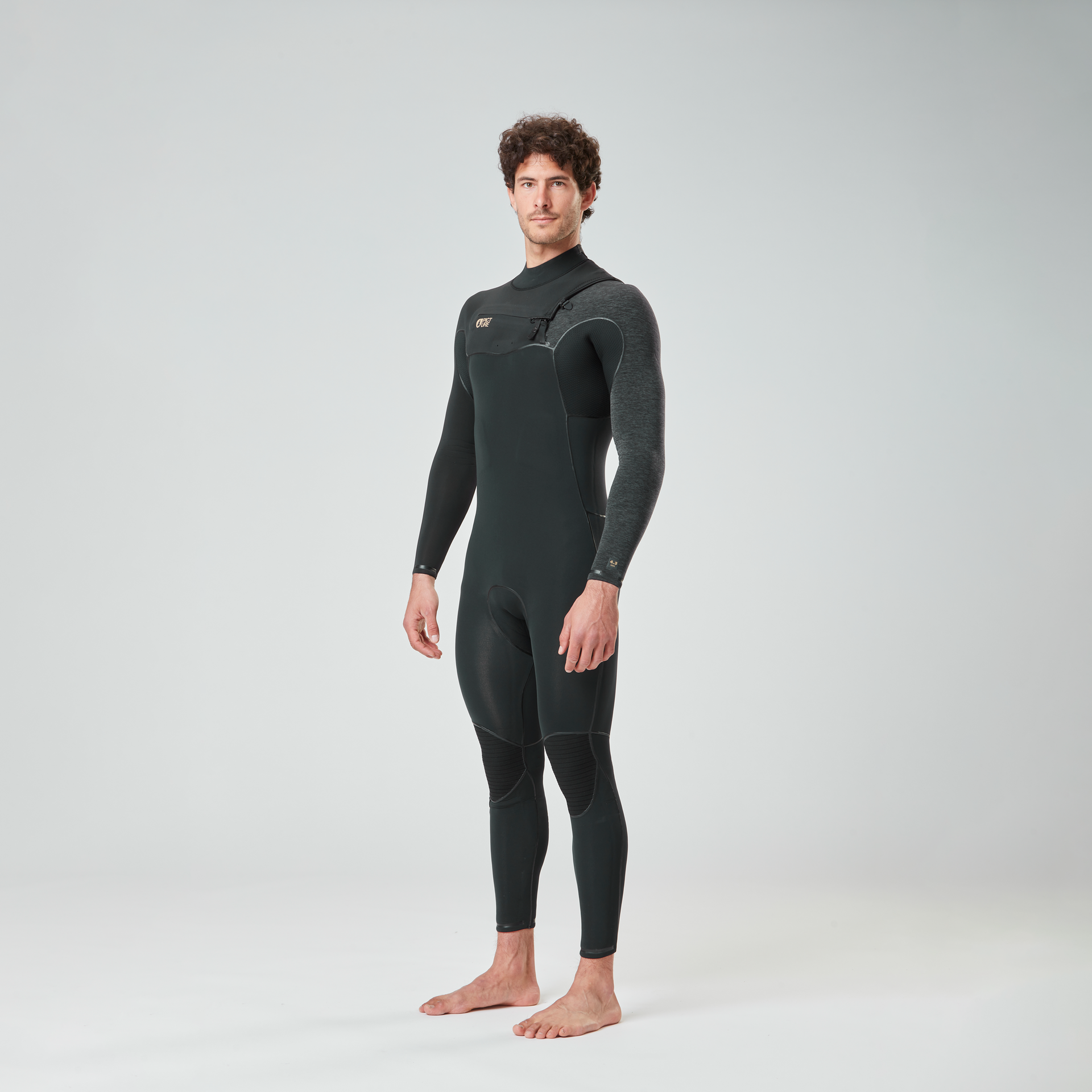 Picture 4/3mm Dome Front Chest Zip Fullsuit Wetsuit - BLACK