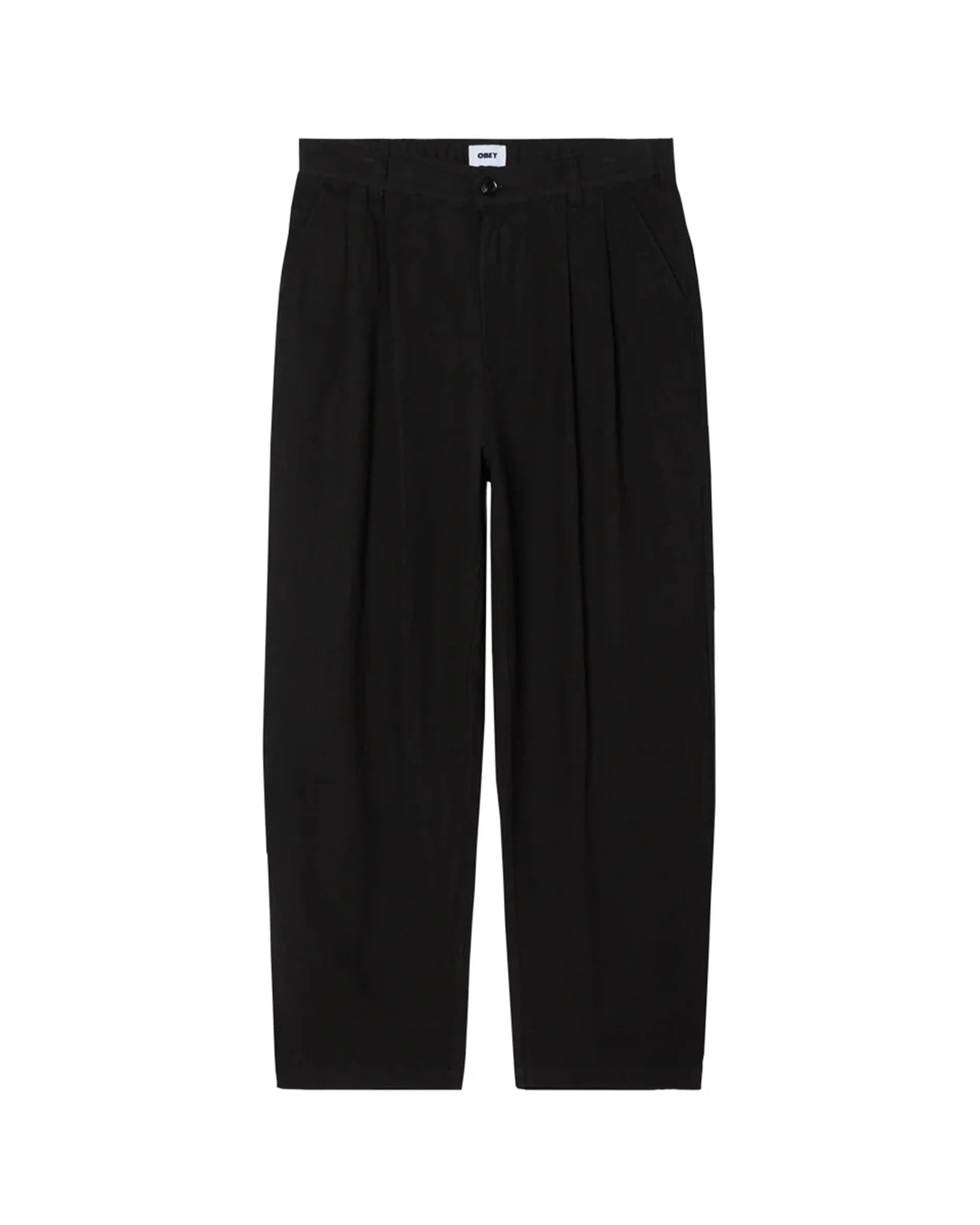 Foster Pleated Linen Pant - Black