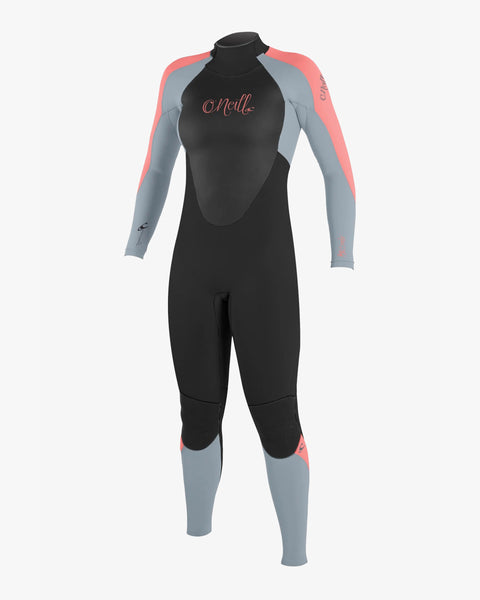 Women's Epic 3/2MM Back Zip Full Wetsuit - Black/Tradewind/Tearose