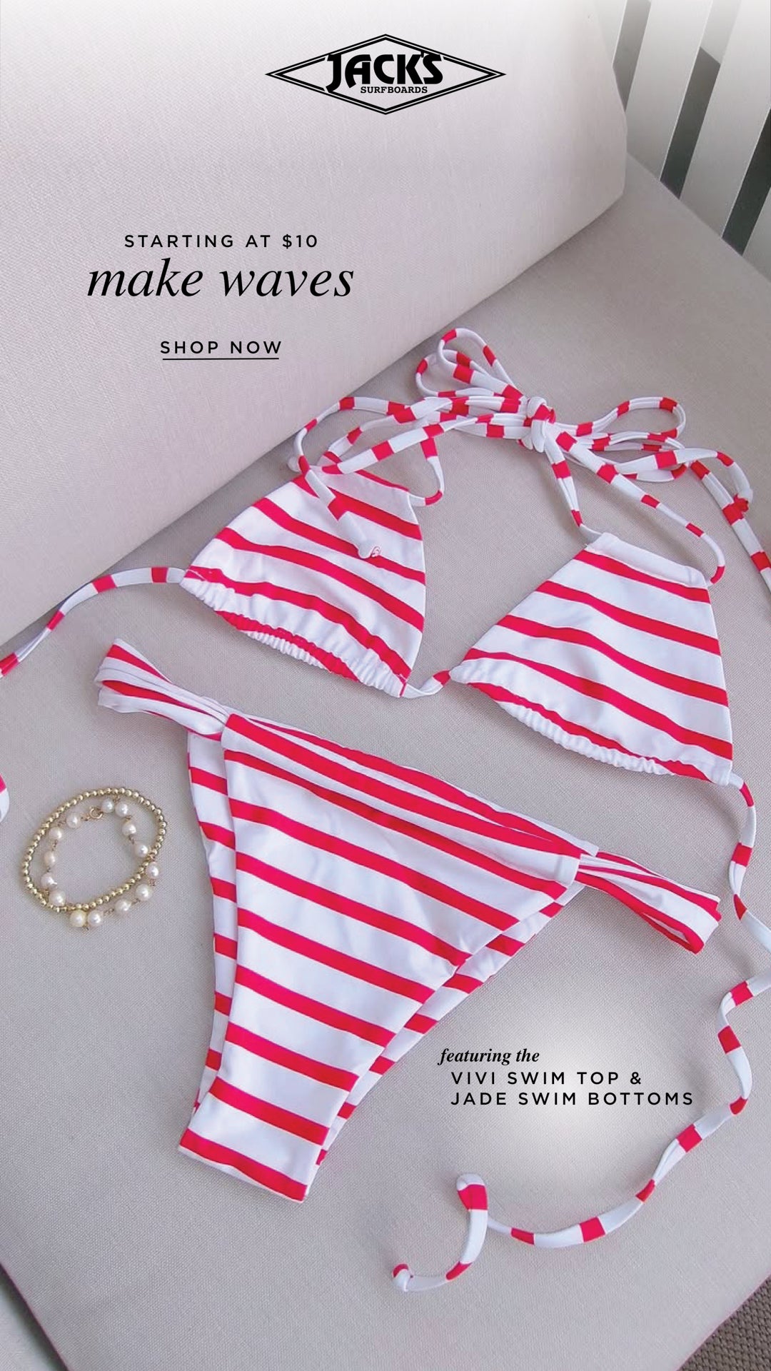 Vivi Swim Top - Red/White Stripes