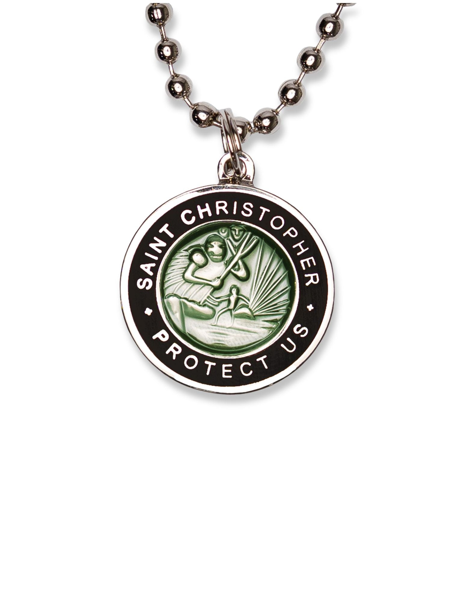 St. Christopher Necklace - Olive/Black