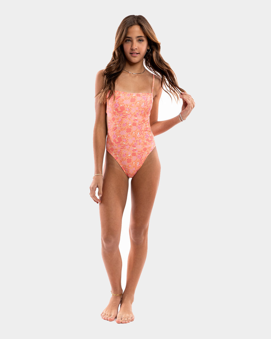 Open Back One Piece Swimsuit - Apricot