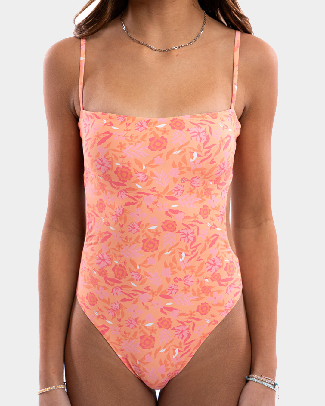 Open Back One Piece Swimsuit - Apricot