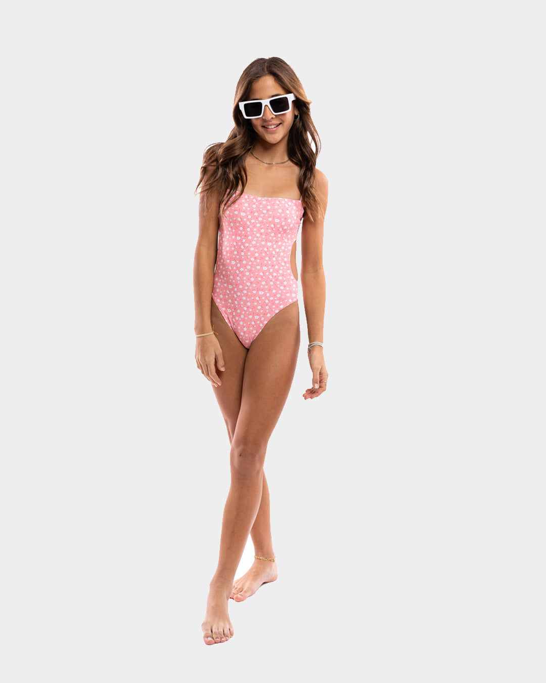 Open Back One Piece Swimsuit - Pink Icing