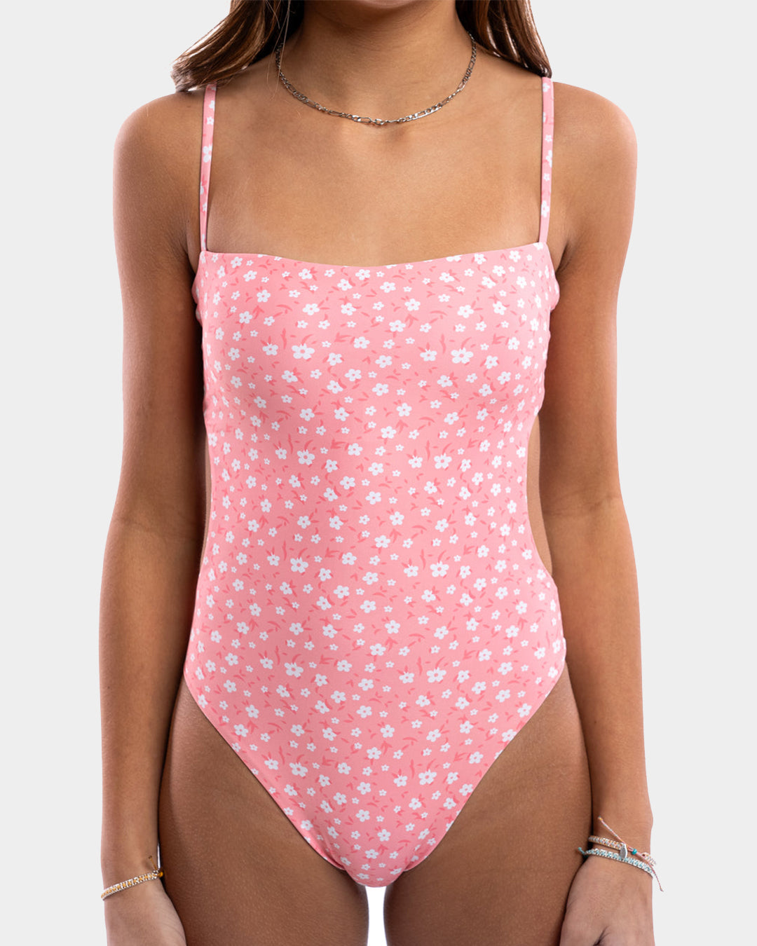 Open Back One Piece Swimsuit - Pink Icing