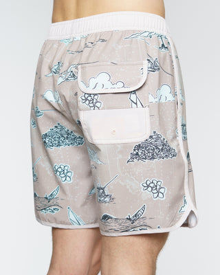 17" Pacific Map Volley Shorts - Brown